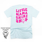 Little Mama Shirt Shop® MELTY Logo w/ Smiley Pocket - Unisex Tee Little Mama Shirt Shop