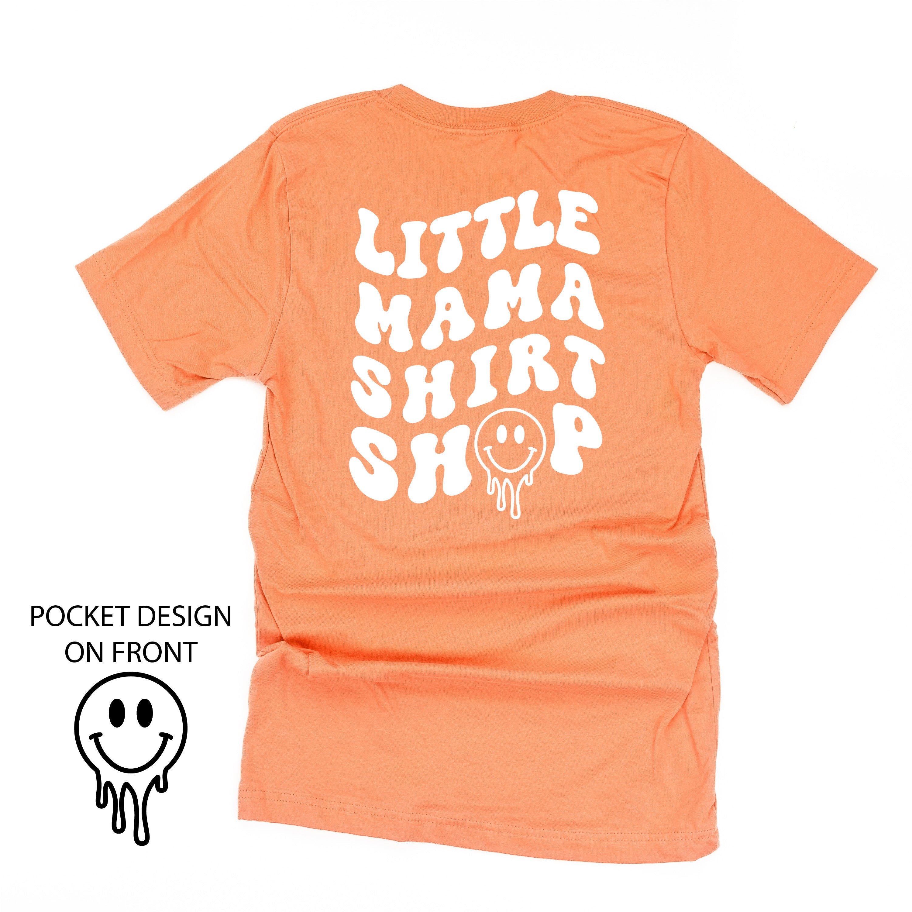 Little Mama Shirt Shop® MELTY Logo w/ Smiley Pocket - Unisex Tee Little Mama Shirt Shop