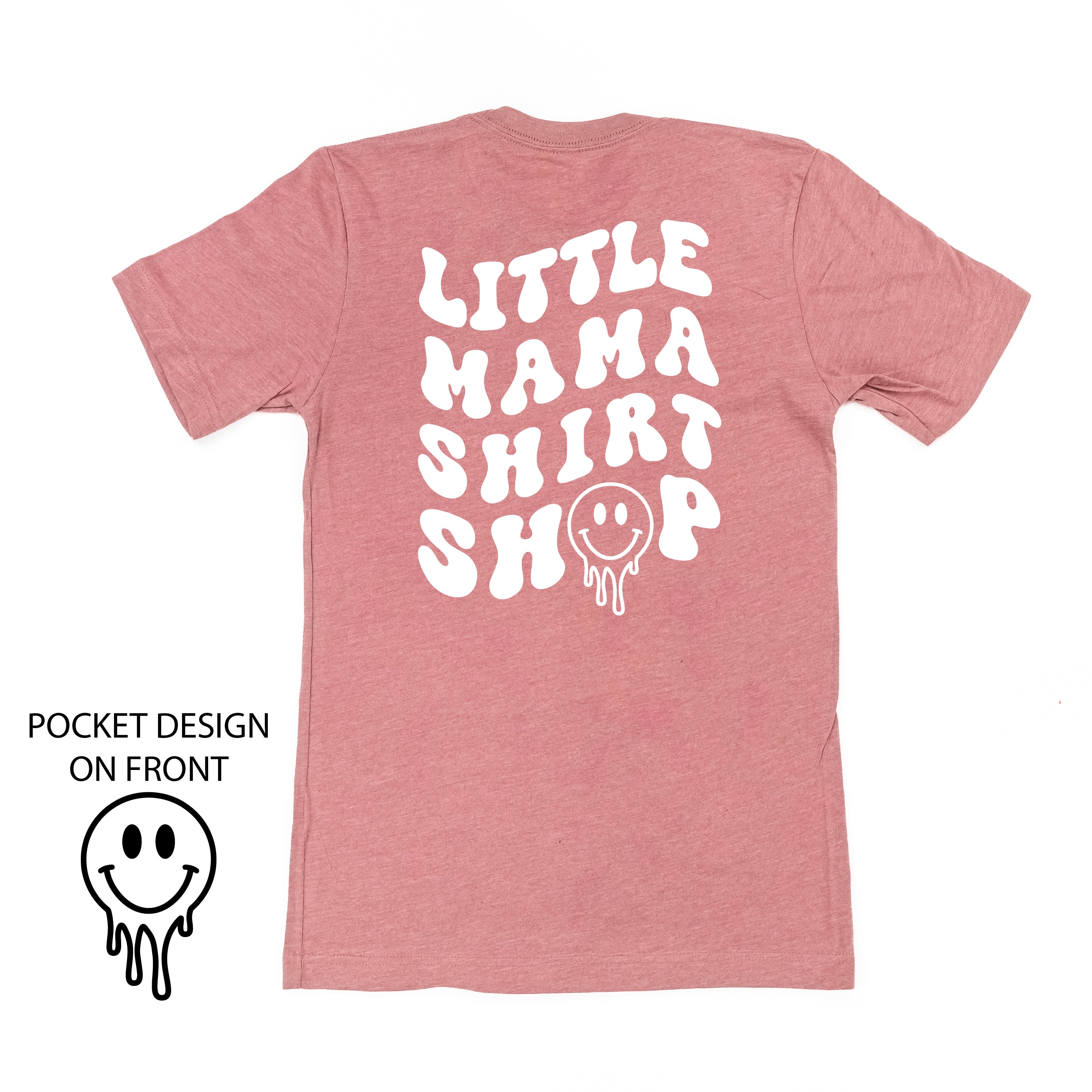 Little Mama Shirt Shop® MELTY Logo w/ Smiley Pocket - Unisex Tee Little Mama Shirt Shop