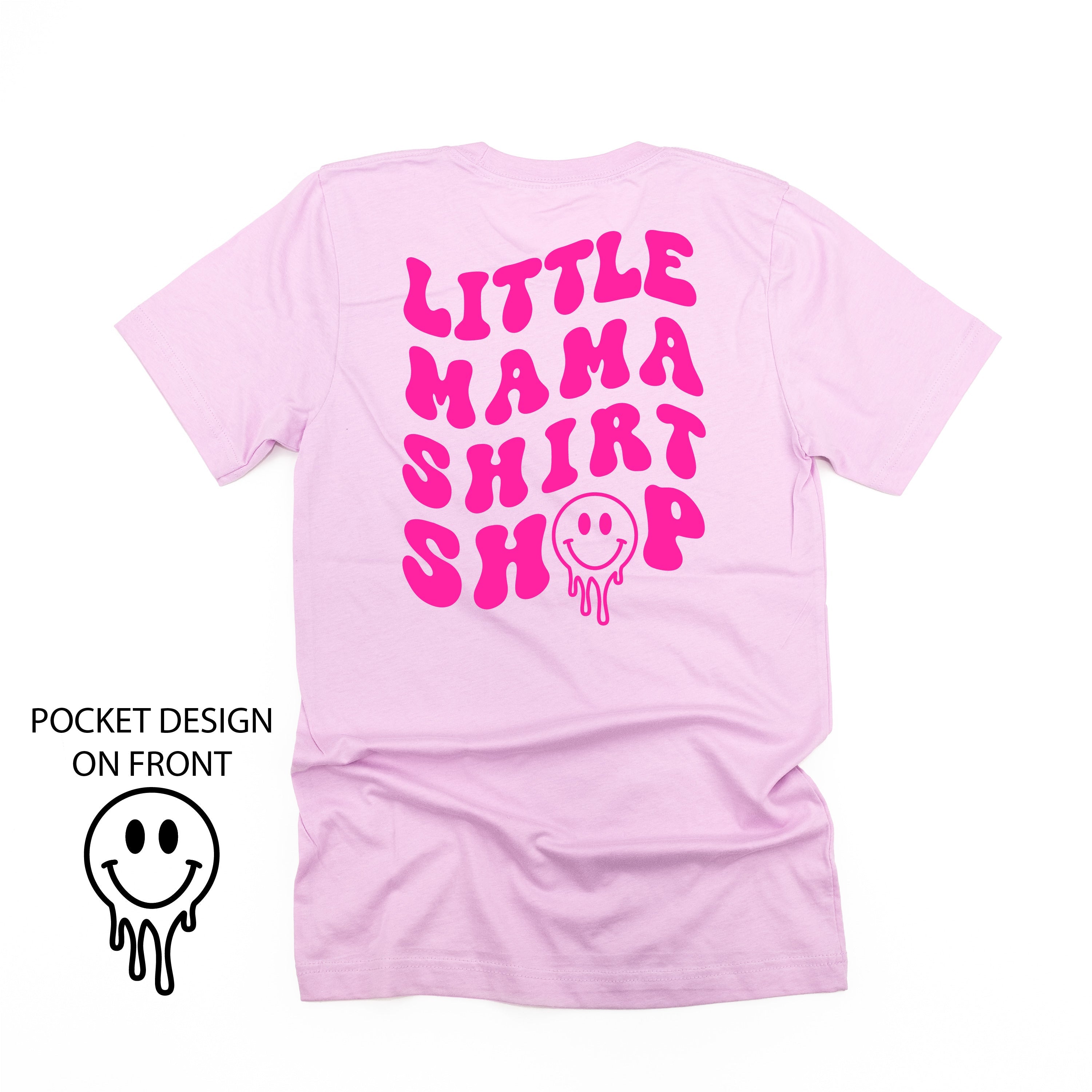 Little Mama Shirt Shop® MELTY Logo w/ Smiley Pocket - Unisex Tee Little Mama Shirt Shop