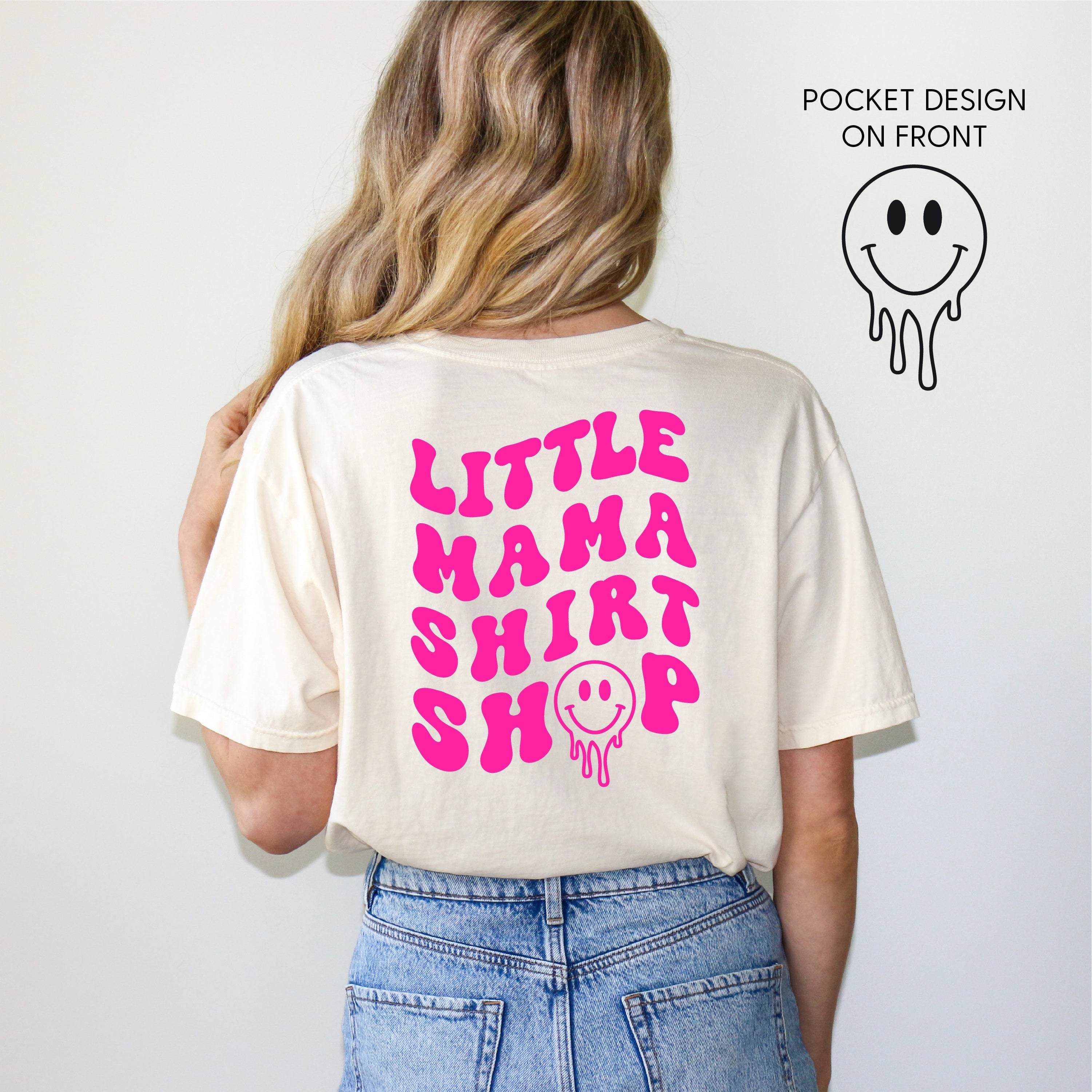 Smiley Pocket - Comfort Colors Tee Little Mama Shirt Shop