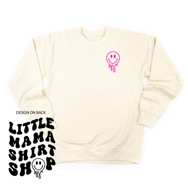 Little Mama Shirt Shop® MELTY Logo w/ Smiley Pocket - Lightweight Pullover Sweater