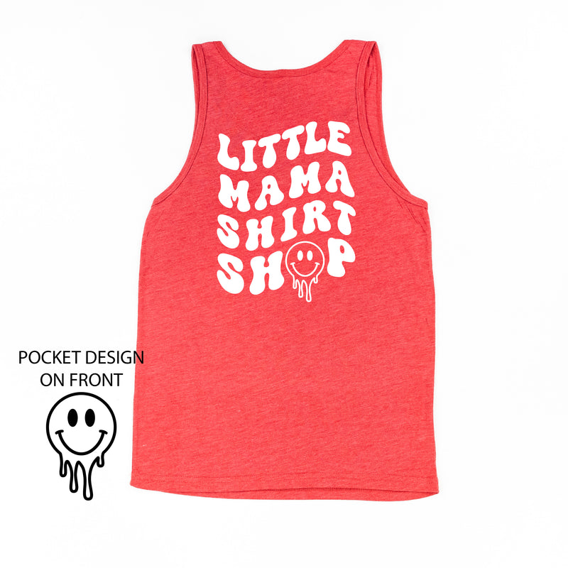 Little Mama Shirt Shop® MELTY Logo w/ Smiley Pocket - Adult Unisex Jersey Tank