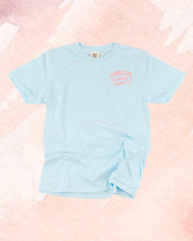 Adult tee in chambray with "long live" design on front chest, shown on flat lay - Little Mama Shirt Shop