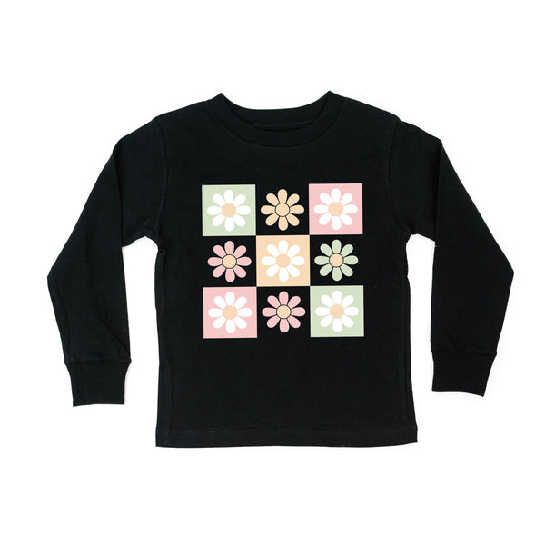 3x3 Checker Board Flowers - Long Sleeve Child Shirt