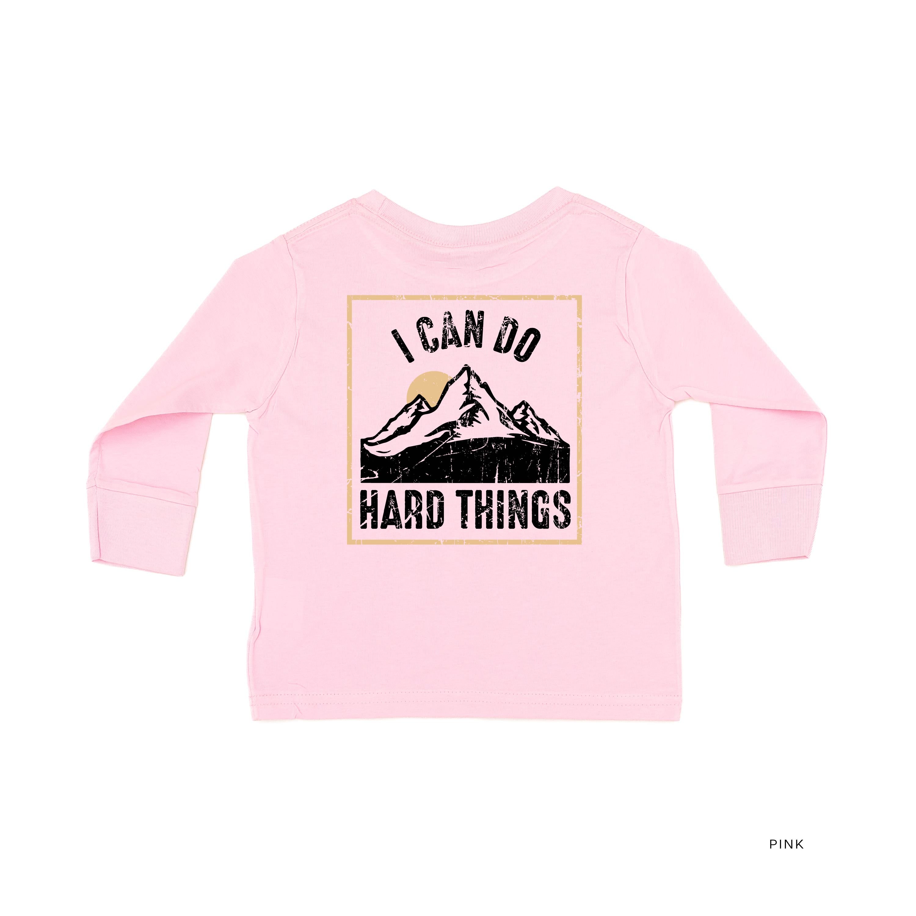 I Can Do Hard Things - Pocket Design on Front w/ Full Design on Back - Long Sleeve Child Shirt Little Mama Shirt Shop
