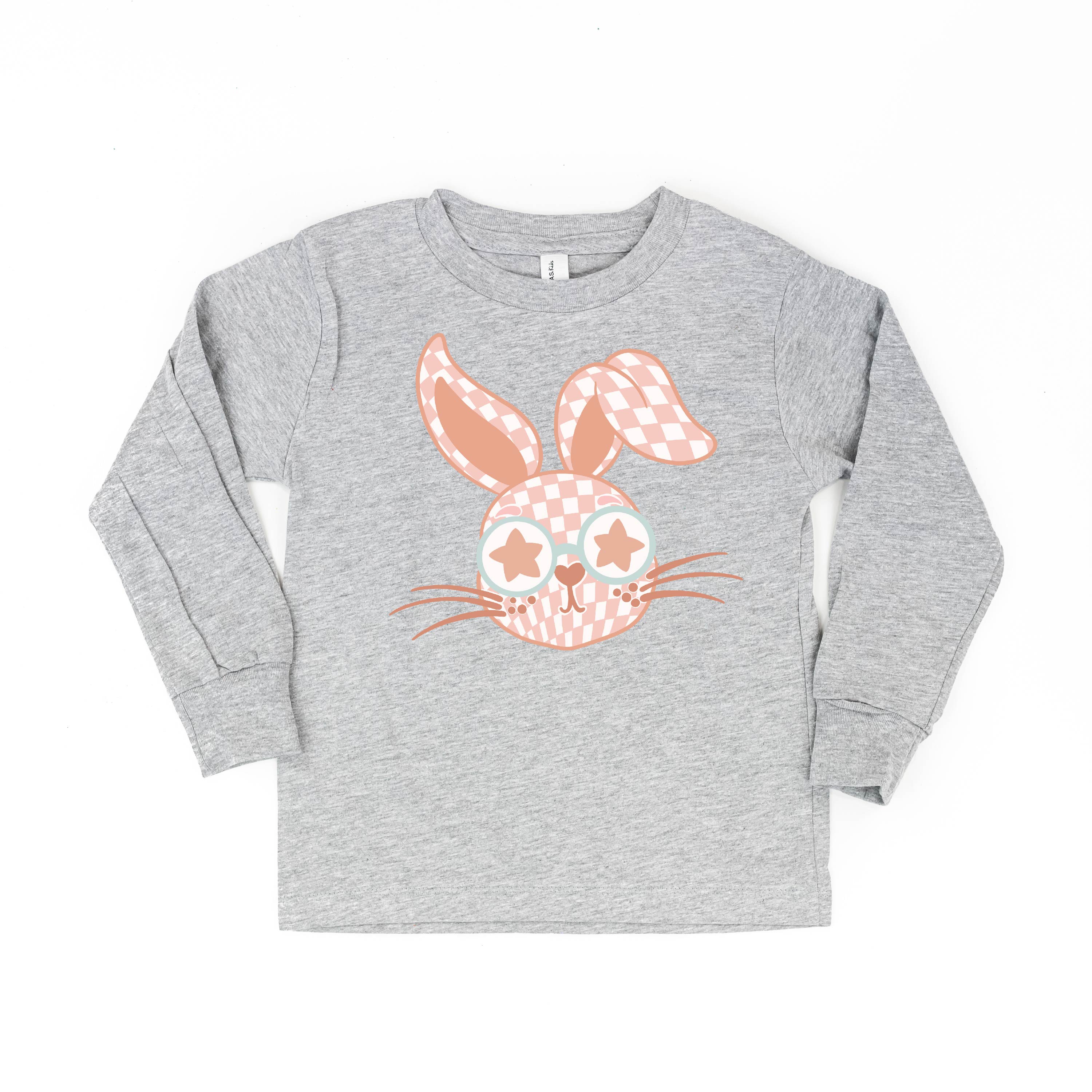 Pink Checkered Bunny - Child LONG SLEEVE Tee Little Mama Shirt Shop