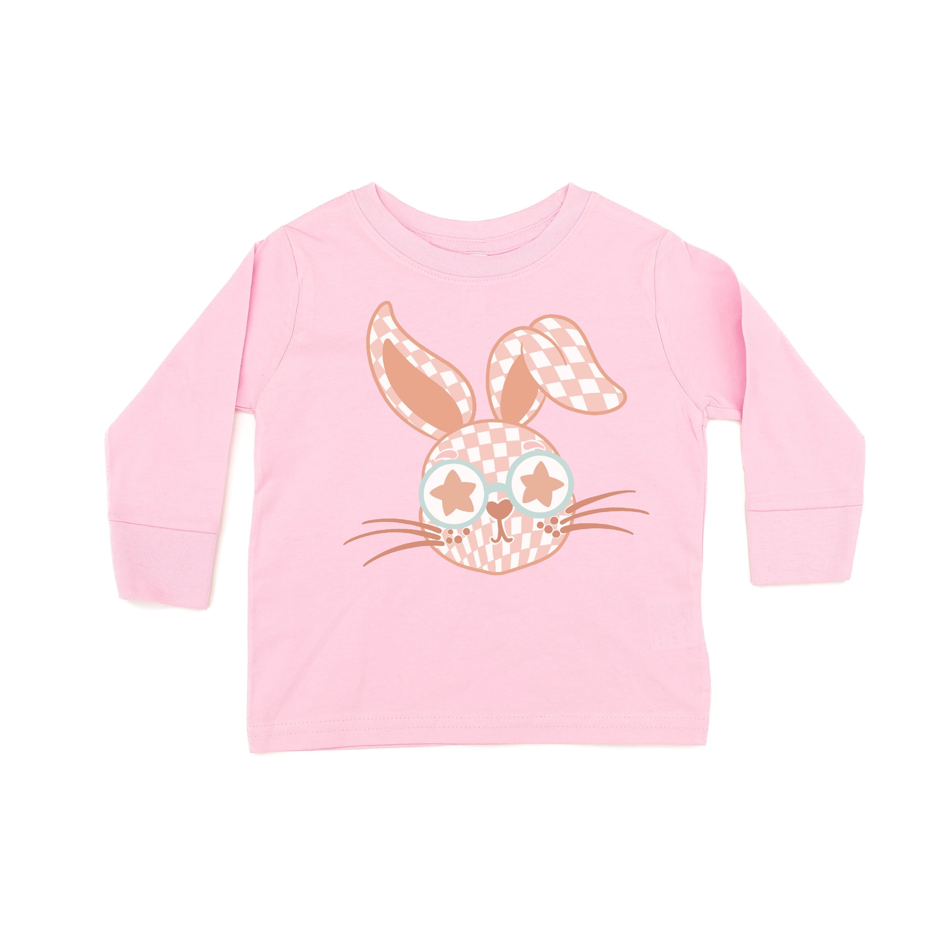 Pink Checkered Bunny - Child LONG SLEEVE Tee Little Mama Shirt Shop