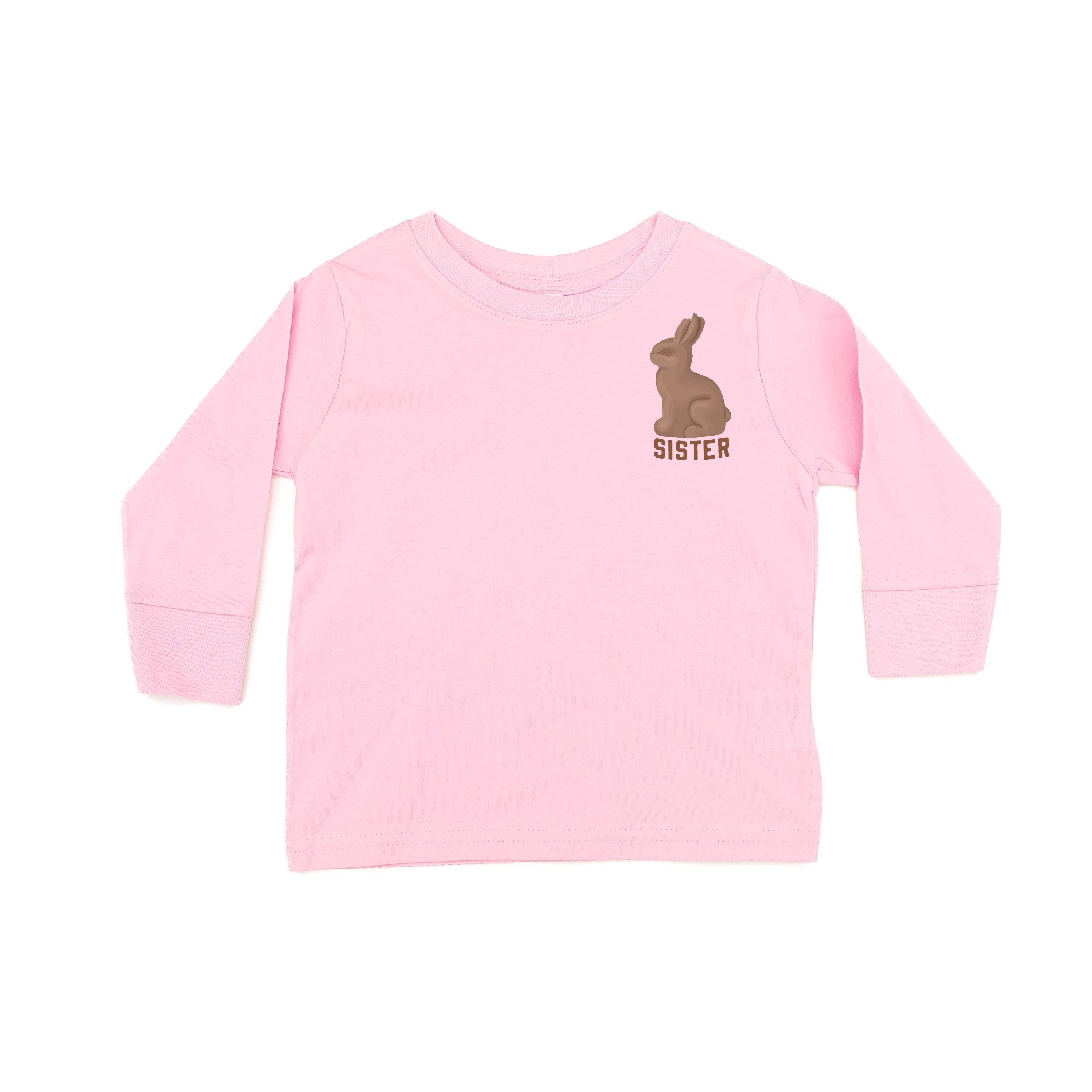 Sister - Chocolate Bunny (pocket) - Child LONG SLEEVE Tee Little Mama Shirt Shop