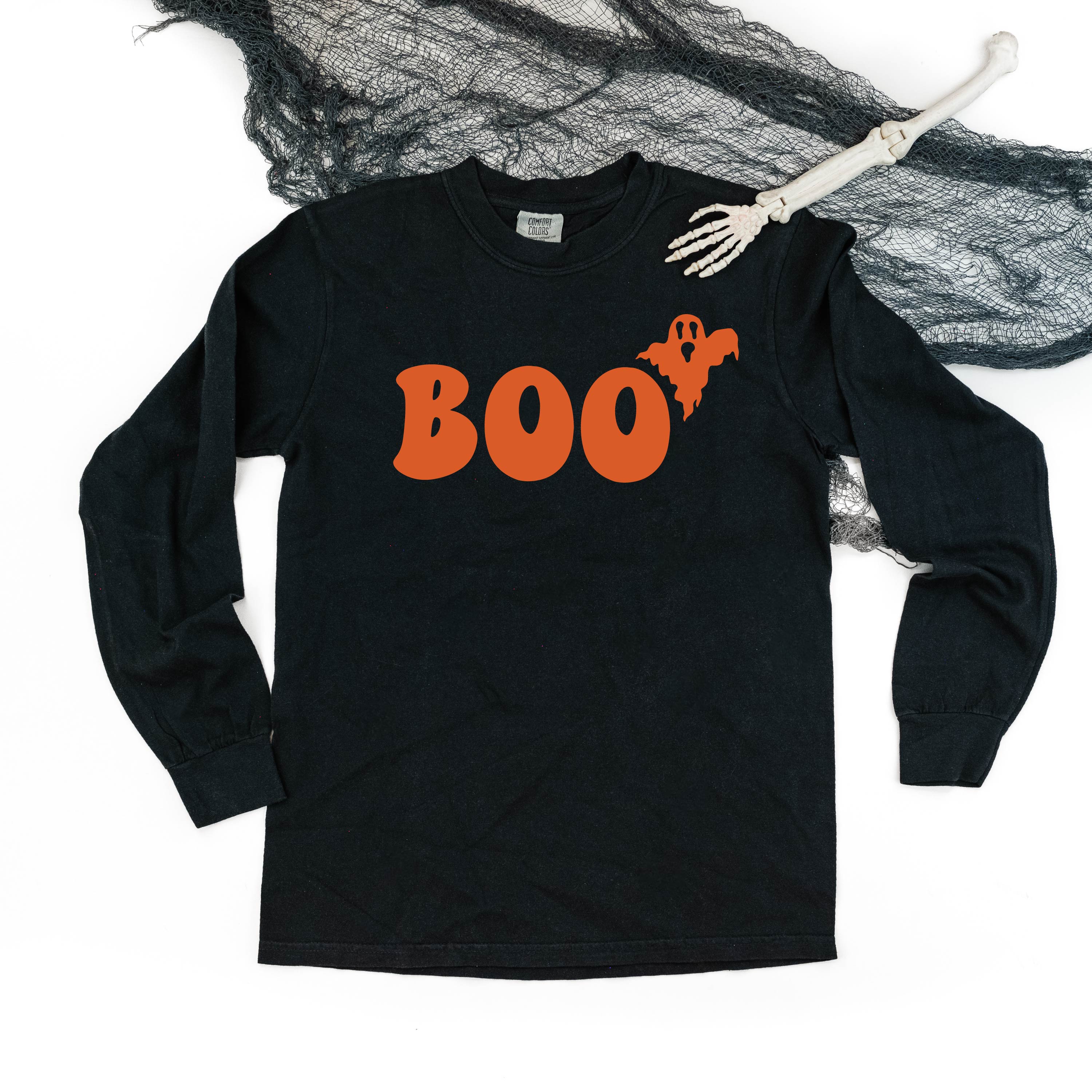 Boo (Ghost) - Long Sleeve Comfort Colors Tee Little Mama Shirt Shop