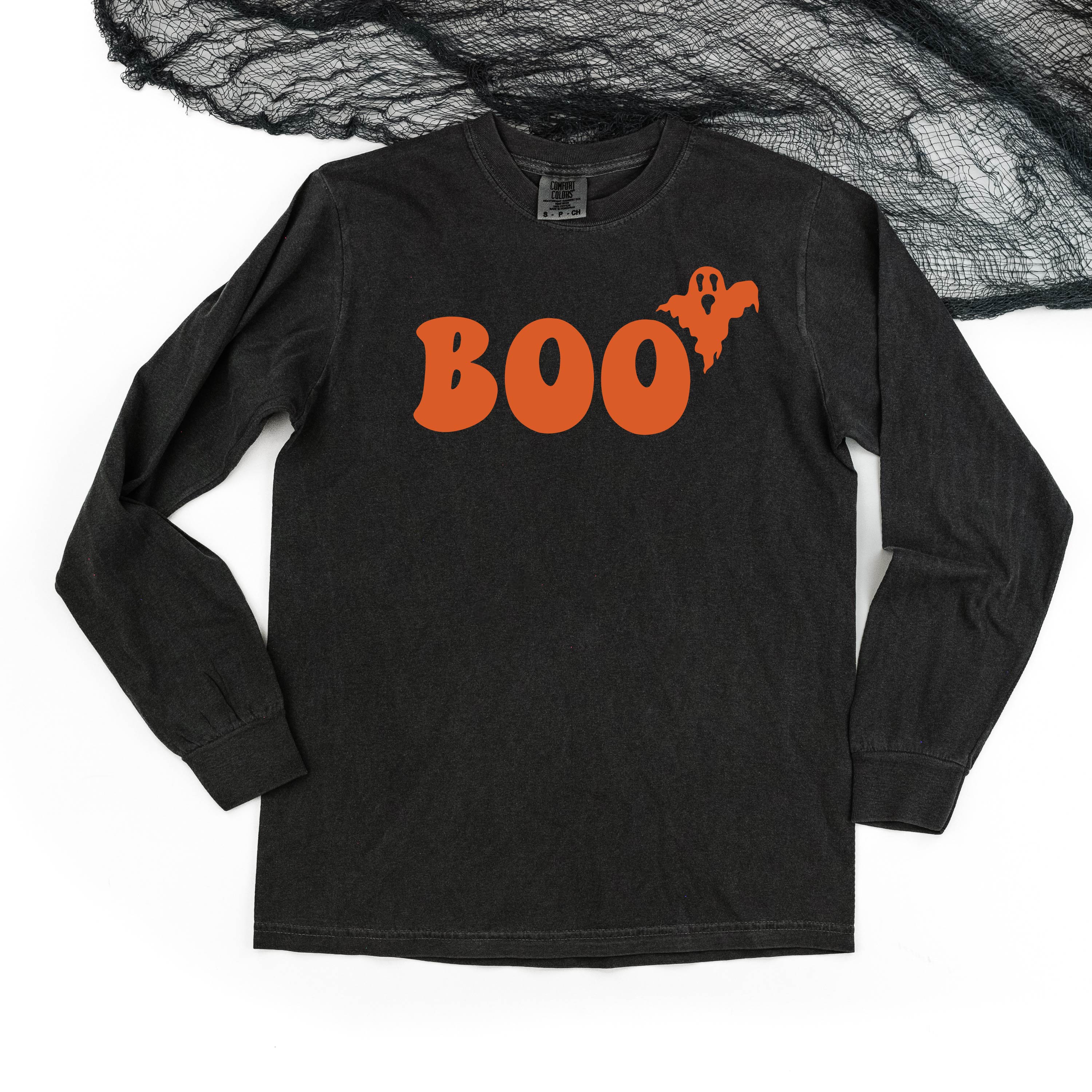 Boo (Ghost) - Long Sleeve Comfort Colors Tee Little Mama Shirt Shop