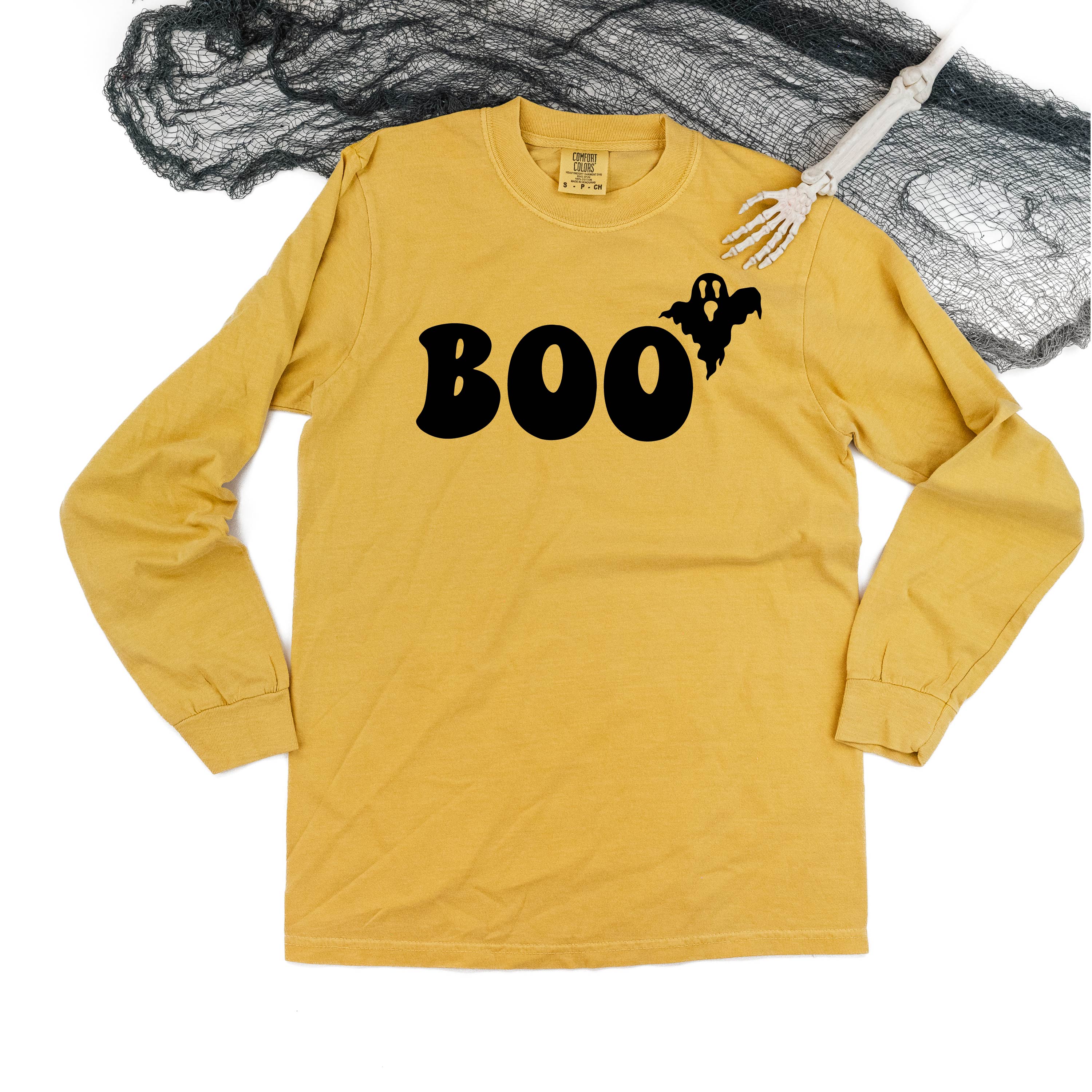 Boo (Ghost) - Long Sleeve Comfort Colors Tee Little Mama Shirt Shop