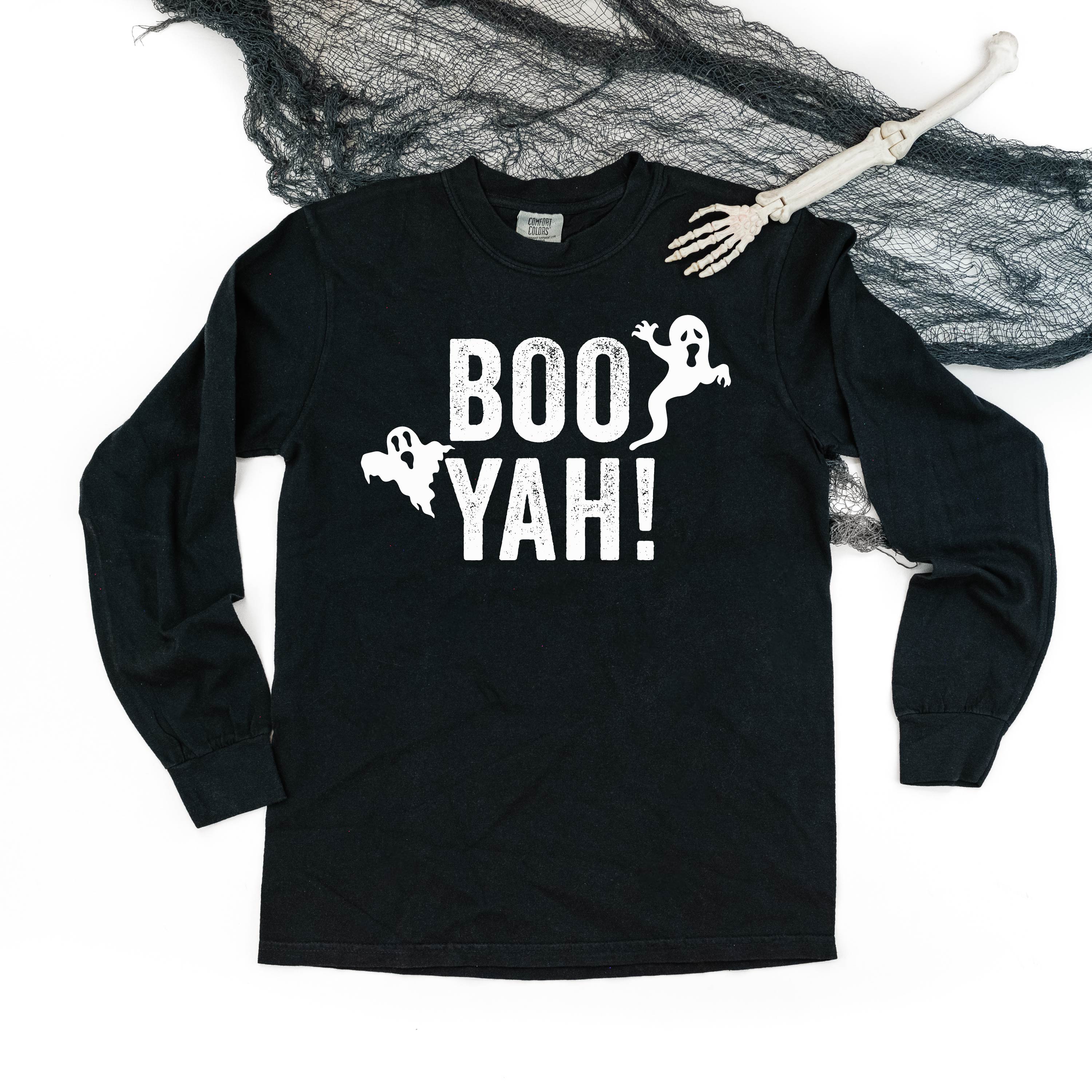 Boo Yah! - Long Sleeve Comfort Colors Tee Little Mama Shirt Shop