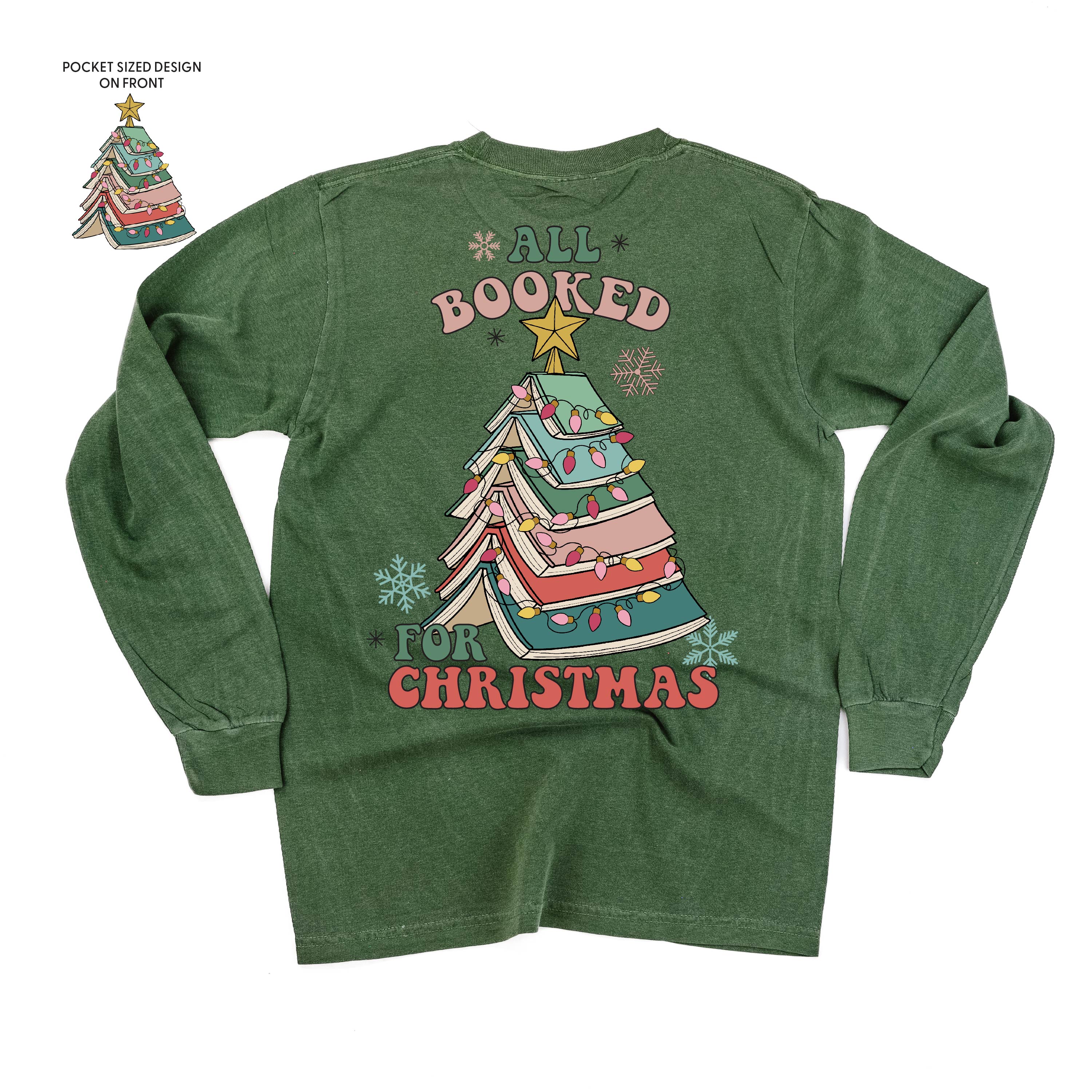 All Booked For Christmas (pf&b) - LONG SLEEVE Comfort Colors Tee Little Mama Shirt Shop