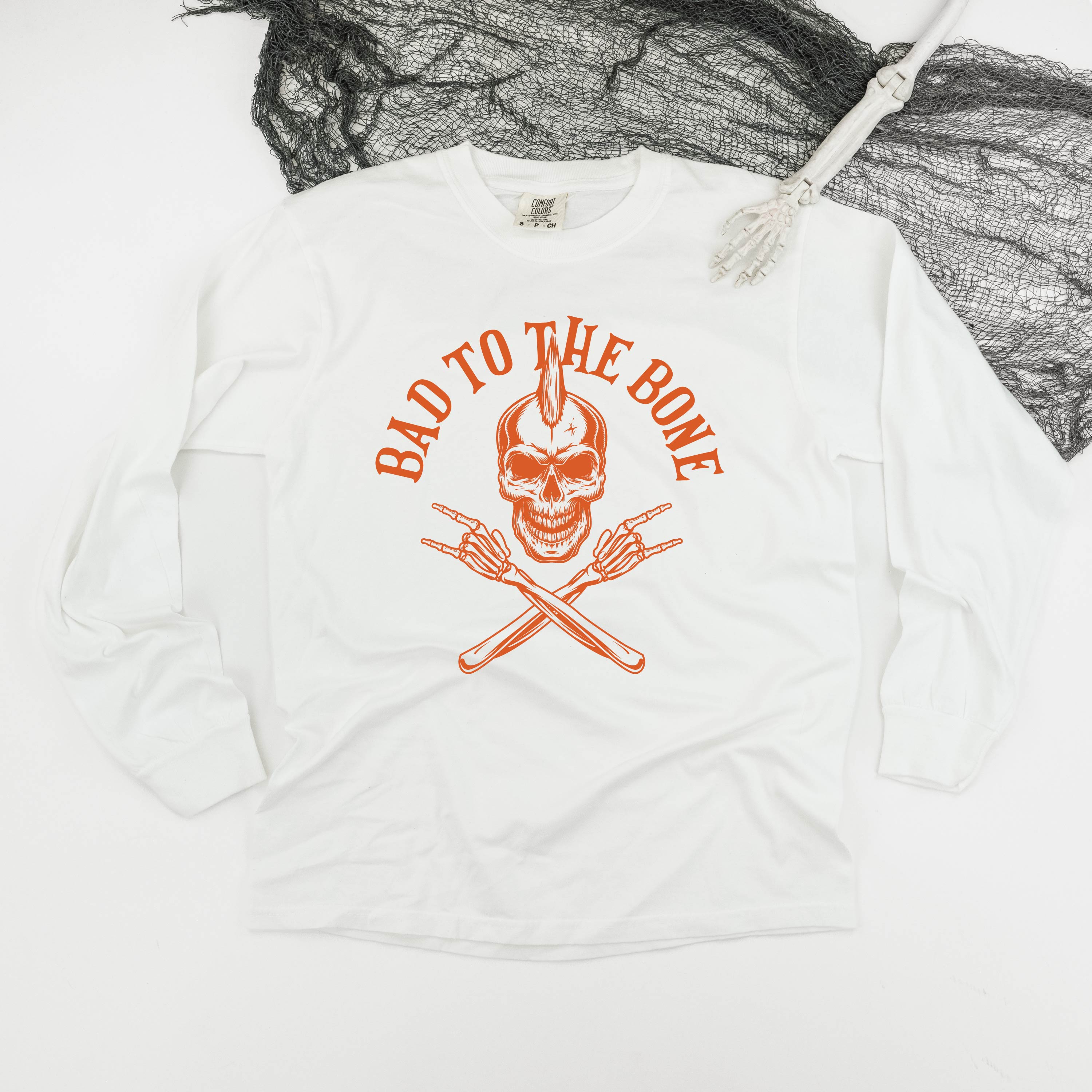 Bad to the Bone - Long Sleeve Comfort Colors Tee Little Mama Shirt Shop