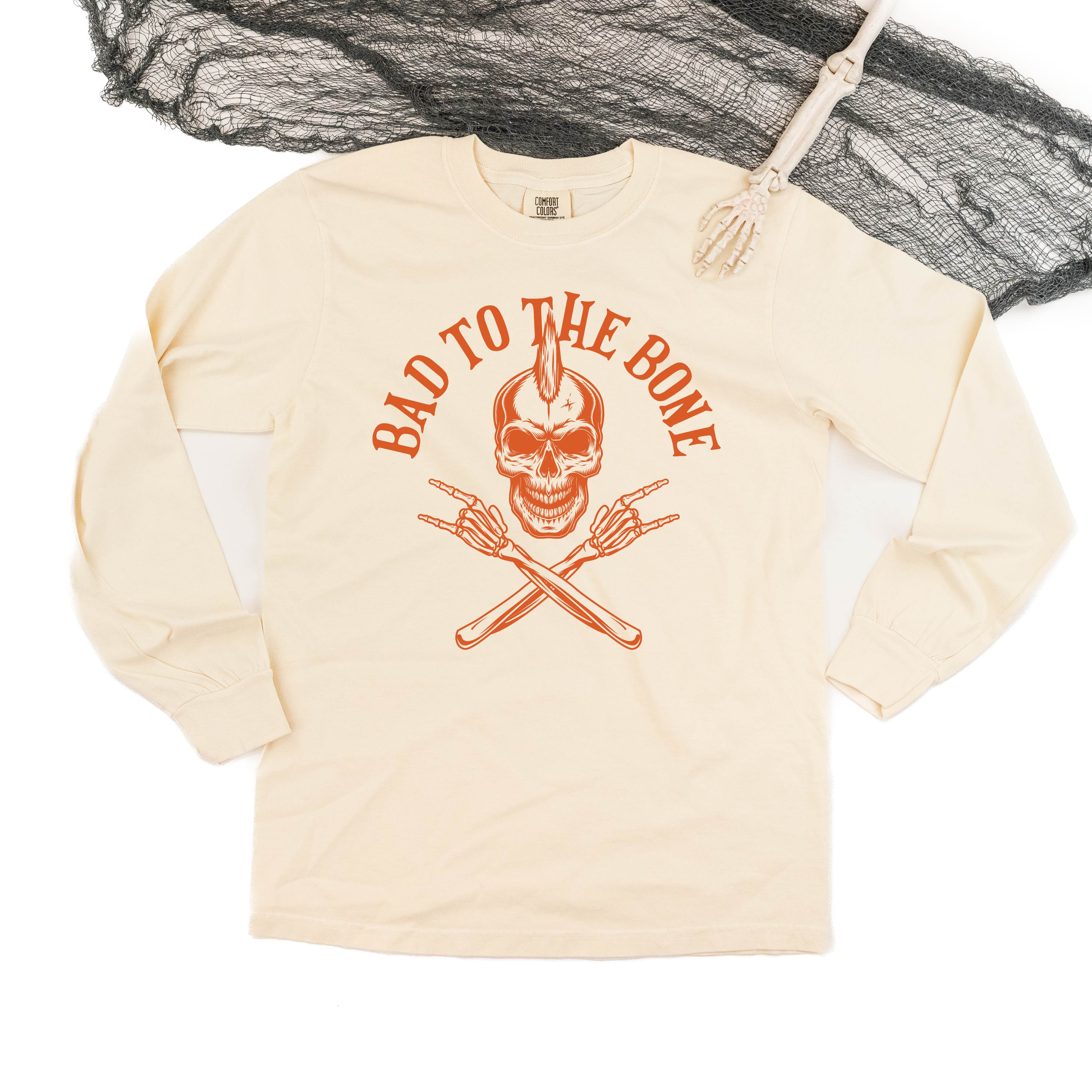 Bad to the Bone - Long Sleeve Comfort Colors Tee Little Mama Shirt Shop