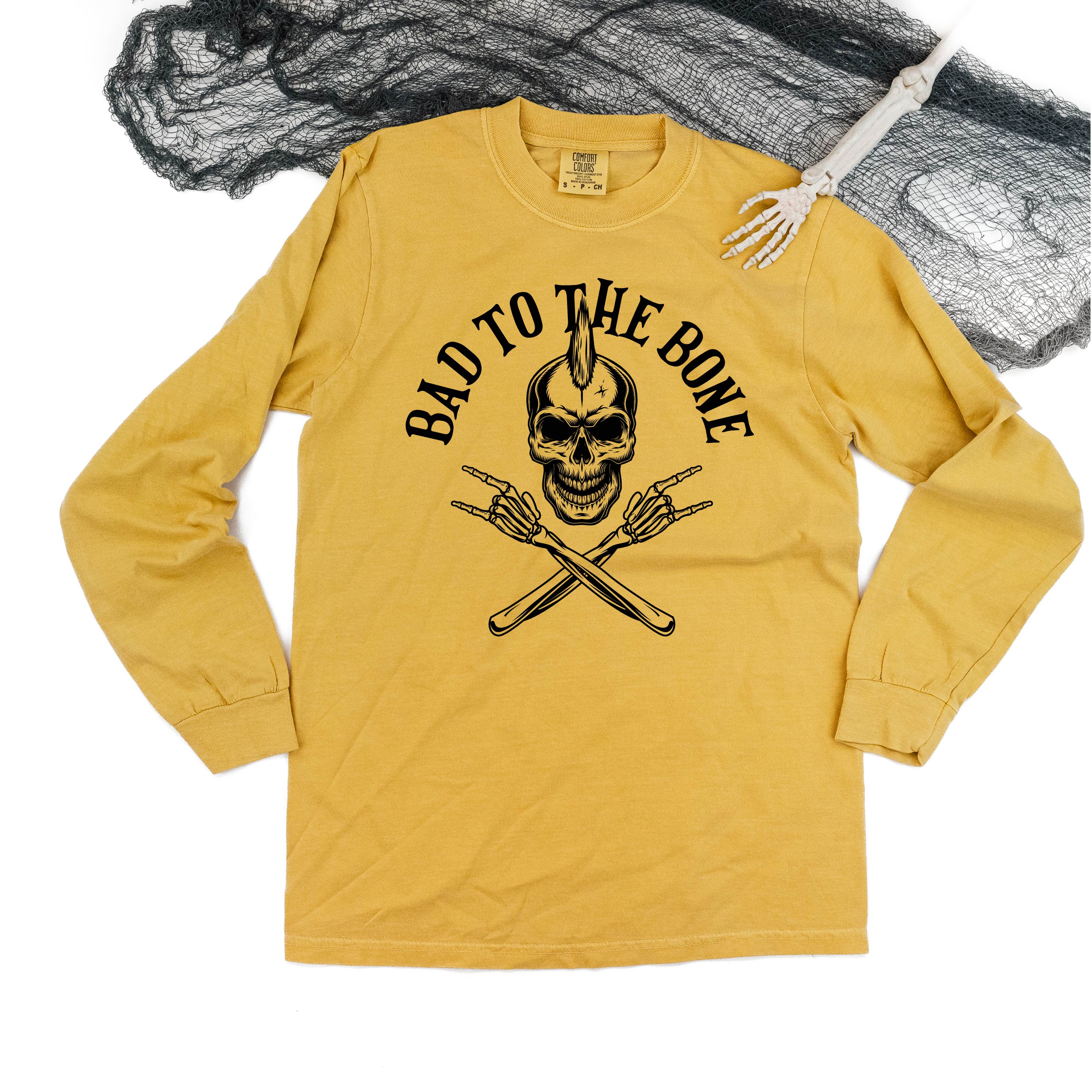 Bad to the Bone - Long Sleeve Comfort Colors Tee Little Mama Shirt Shop