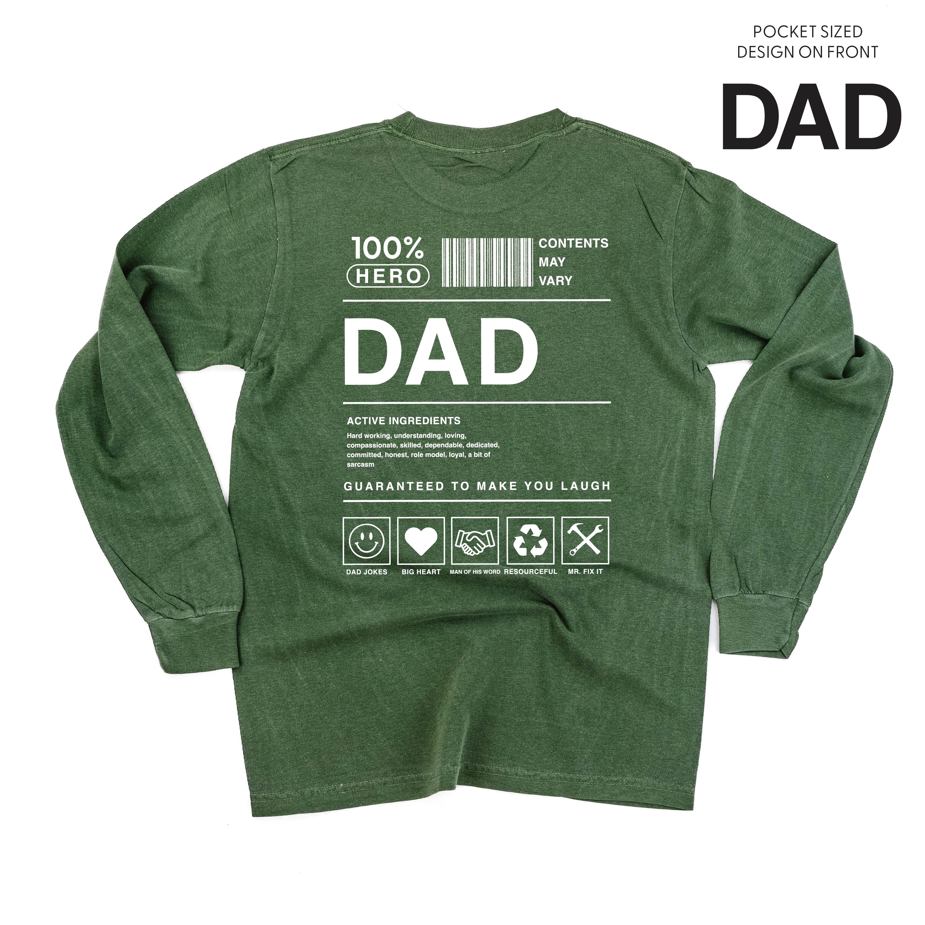 Dad Ingredients - LONG SLEEVE Comfort Colors Tee Little Mama Shirt Shop