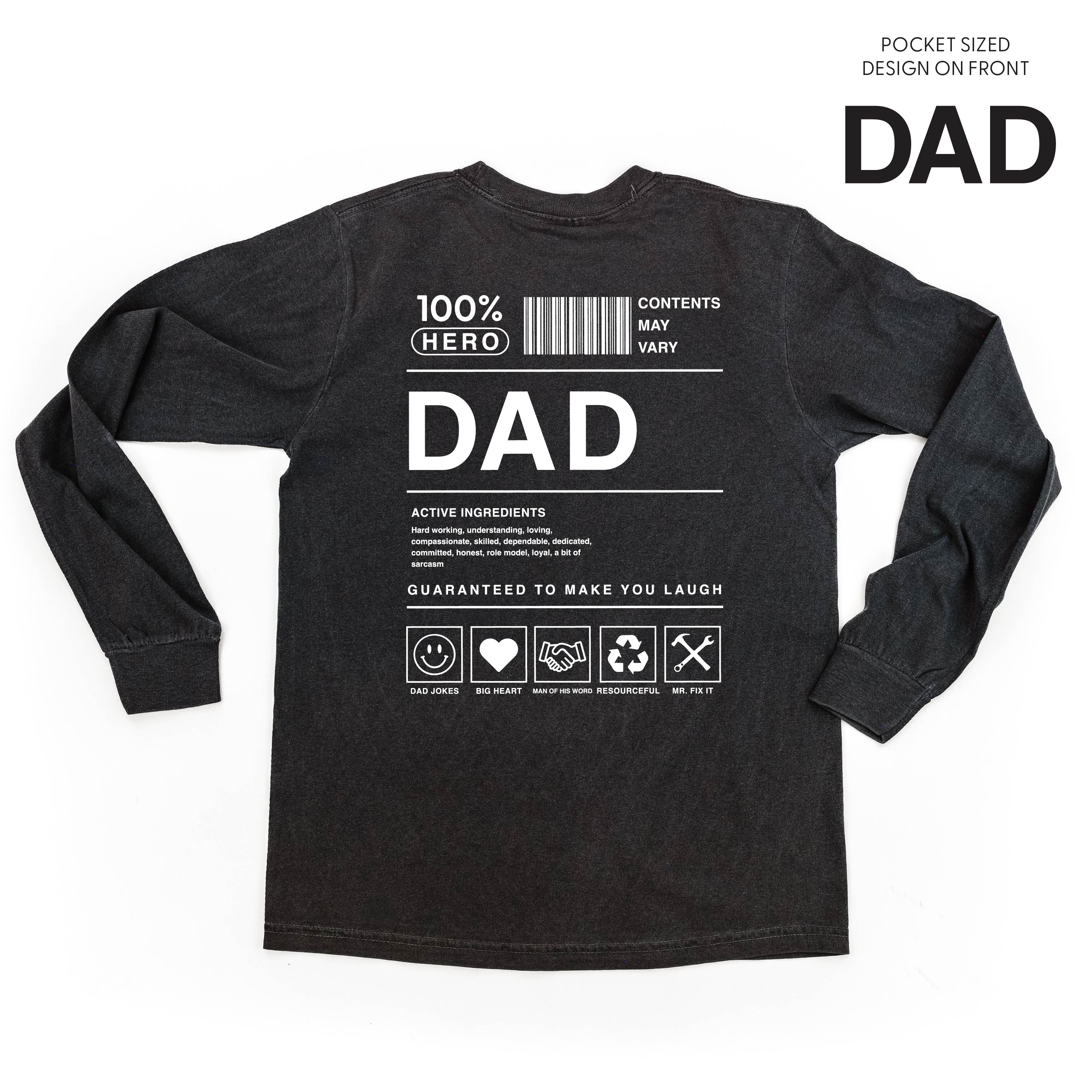 Dad Ingredients - LONG SLEEVE Comfort Colors Tee Little Mama Shirt Shop