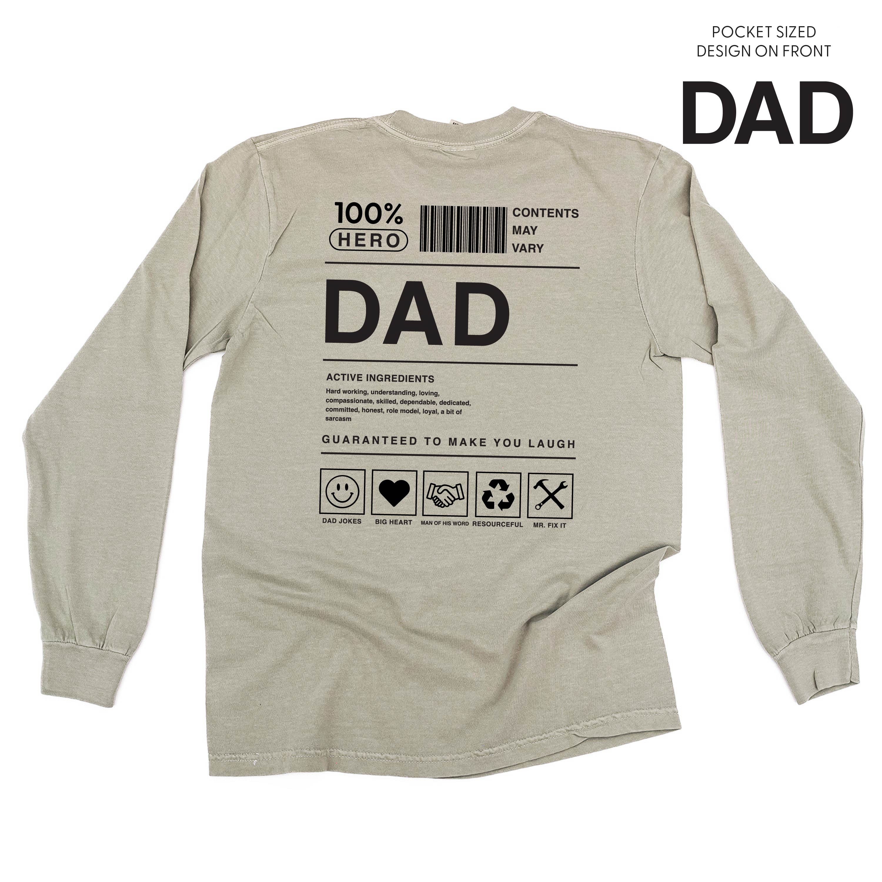 Dad Ingredients - LONG SLEEVE Comfort Colors Tee Little Mama Shirt Shop