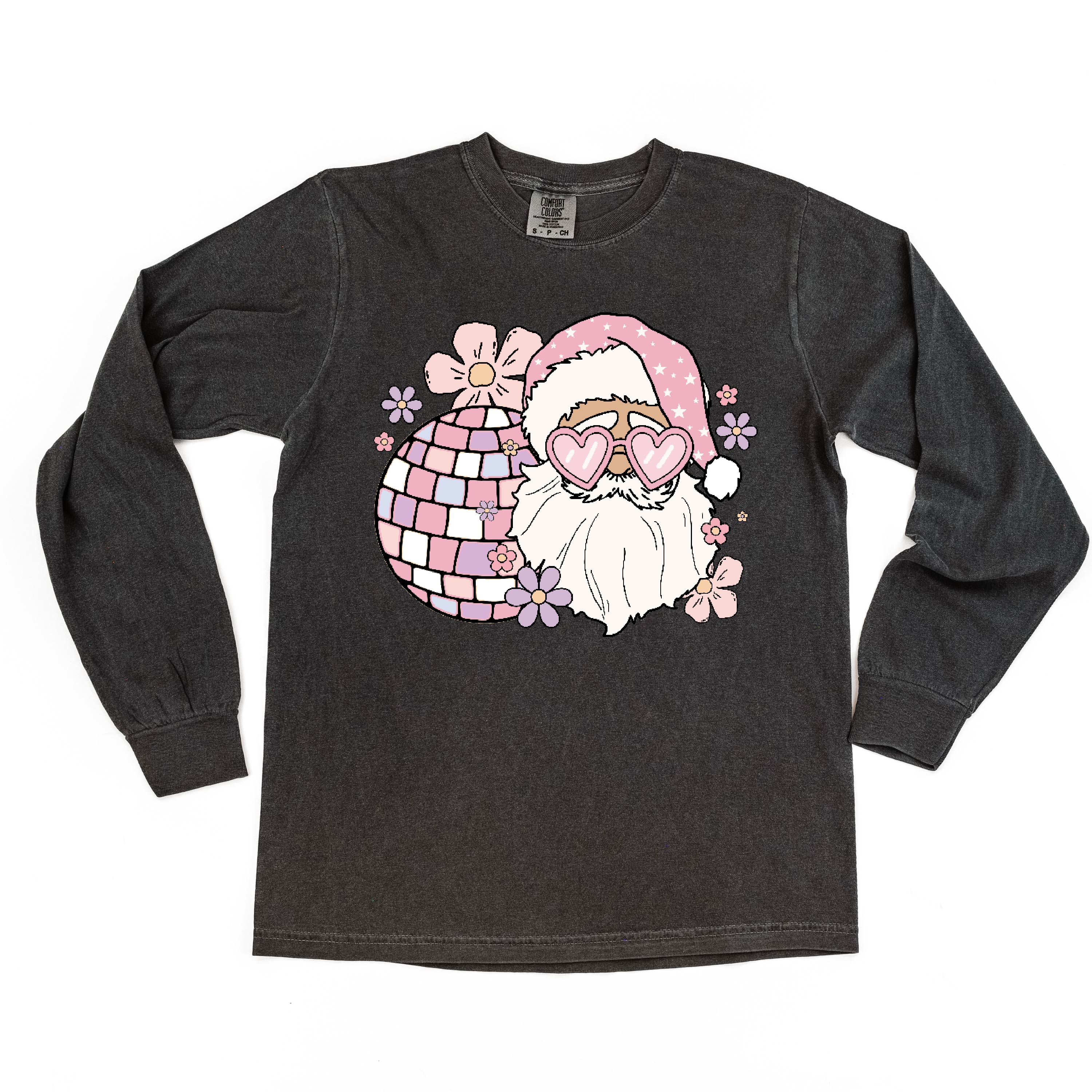 Disco Santa - LONG SLEEVE Comfort Colors Tee Little Mama Shirt Shop
