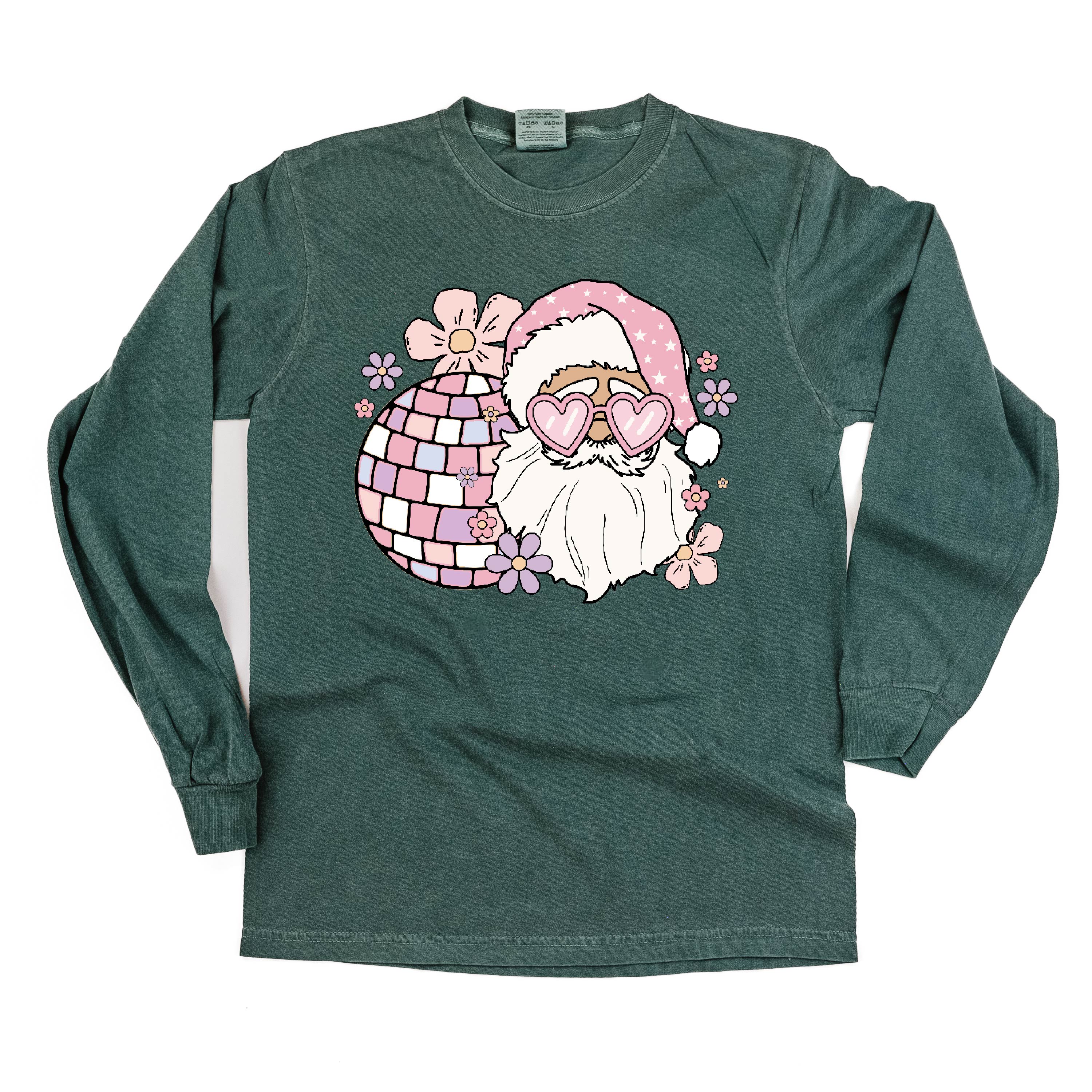 Disco Santa - LONG SLEEVE Comfort Colors Tee Little Mama Shirt Shop