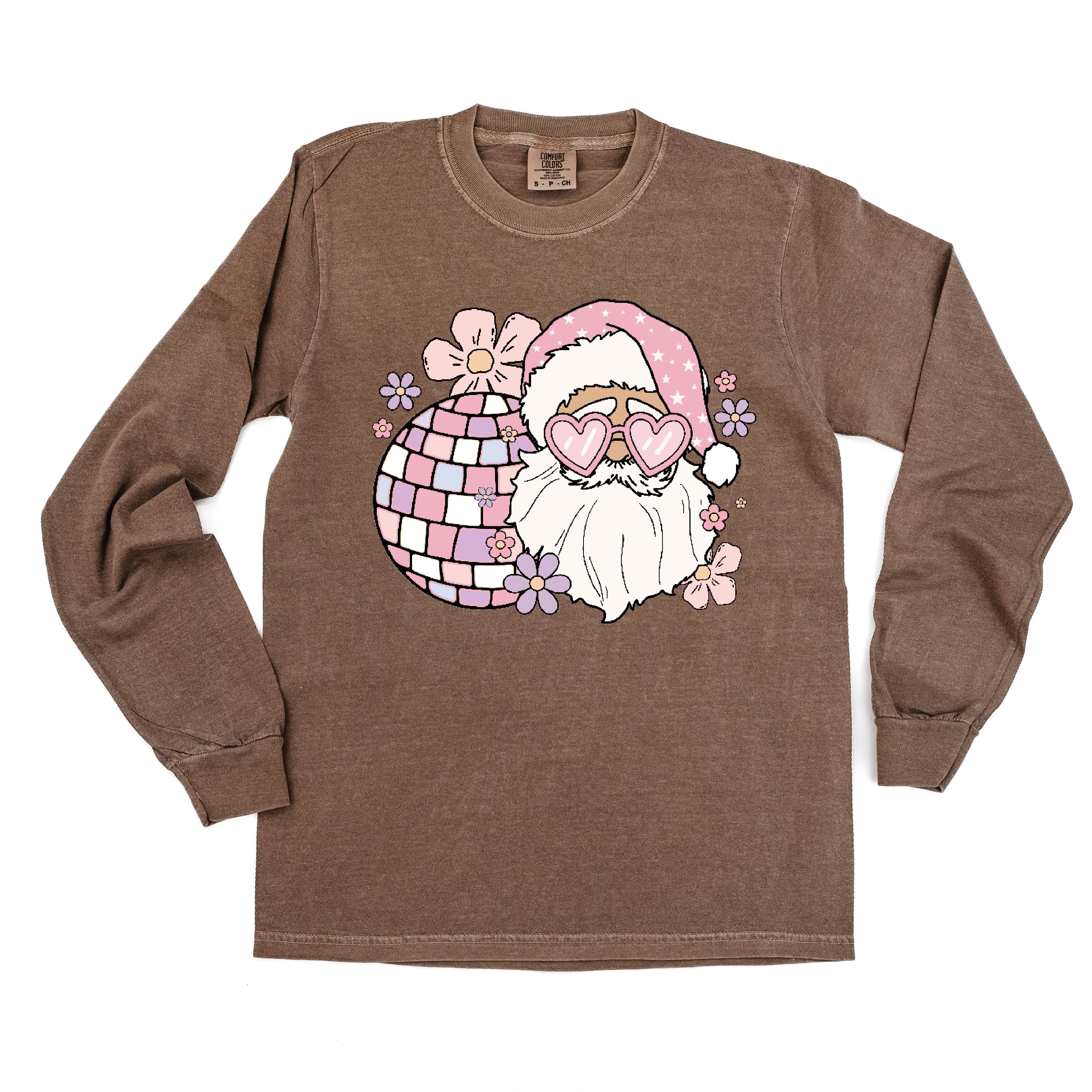 long_sleeve_comfort_colors_disco_Santa_little_mama_shirt_shop