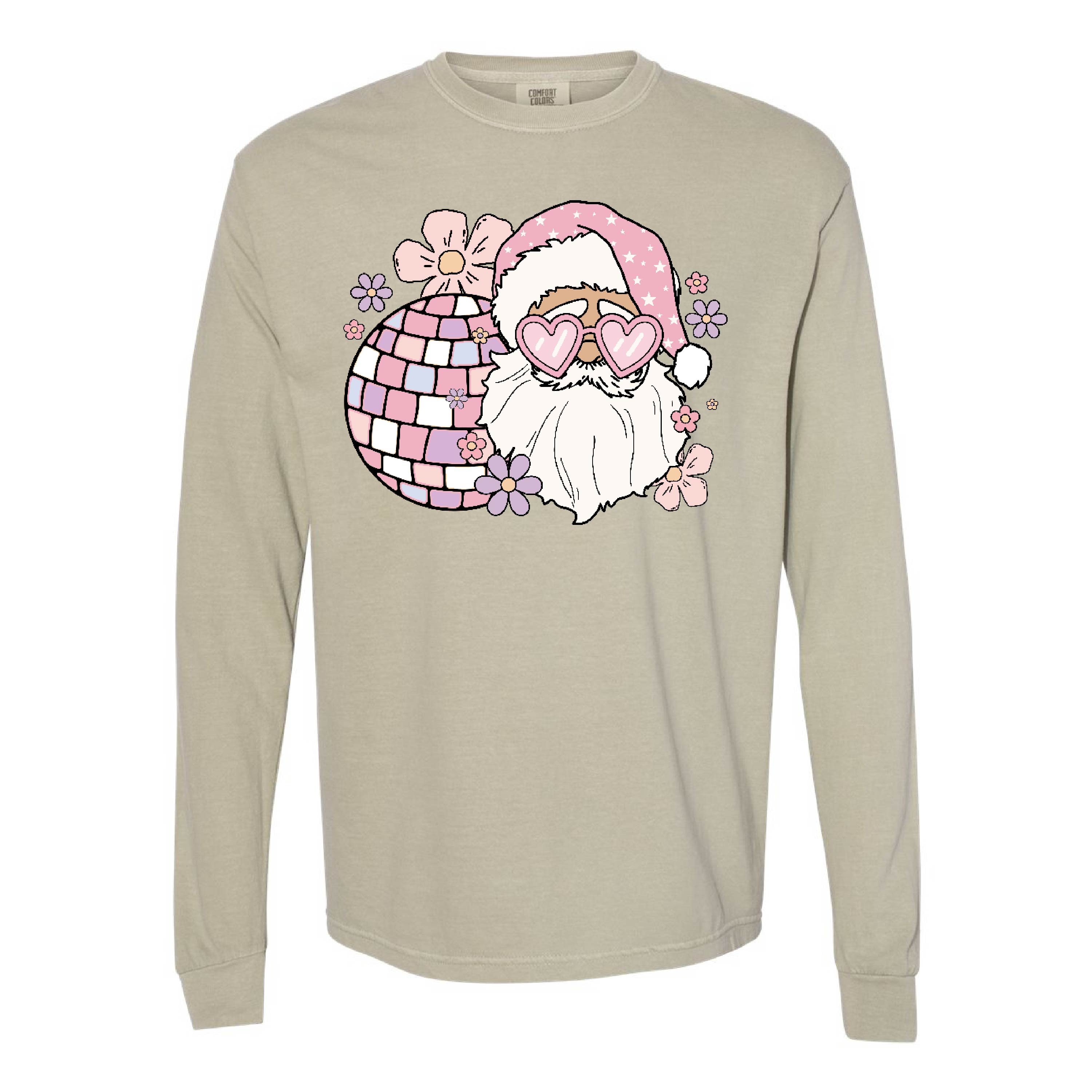 Disco Santa - LONG SLEEVE Comfort Colors Tee Little Mama Shirt Shop