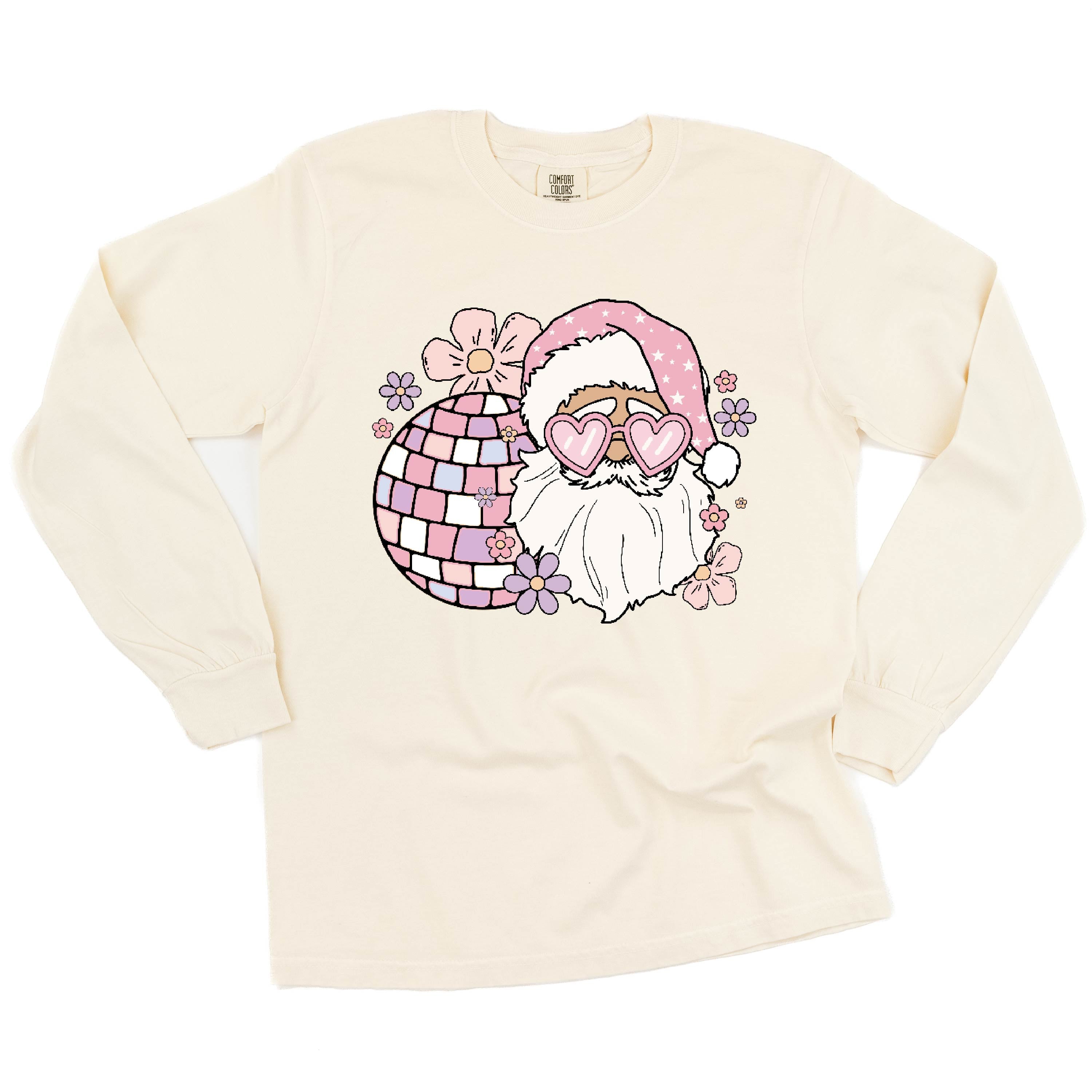 Disco Santa - LONG SLEEVE Comfort Colors Tee Little Mama Shirt Shop