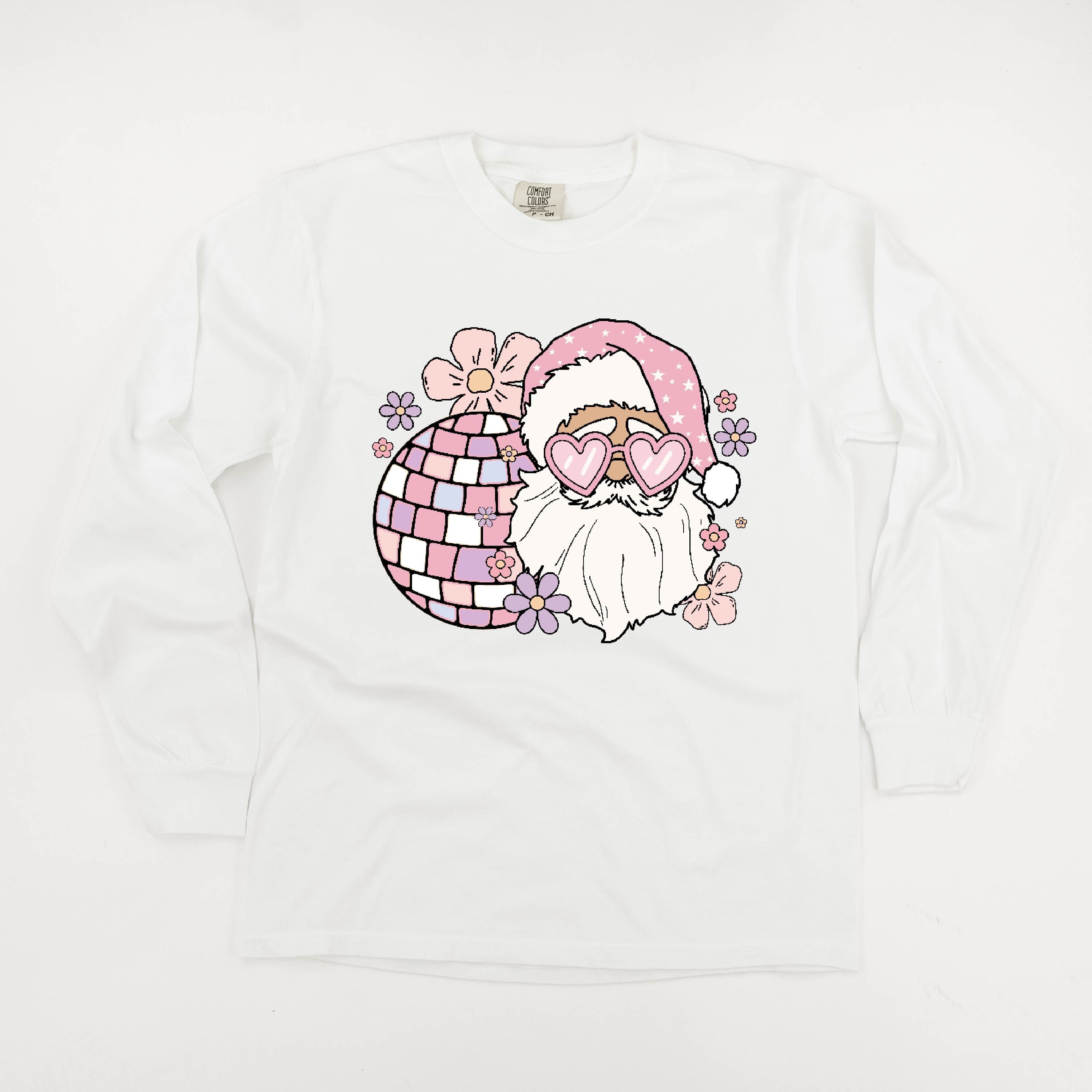 Disco Santa - LONG SLEEVE Comfort Colors Tee Little Mama Shirt Shop