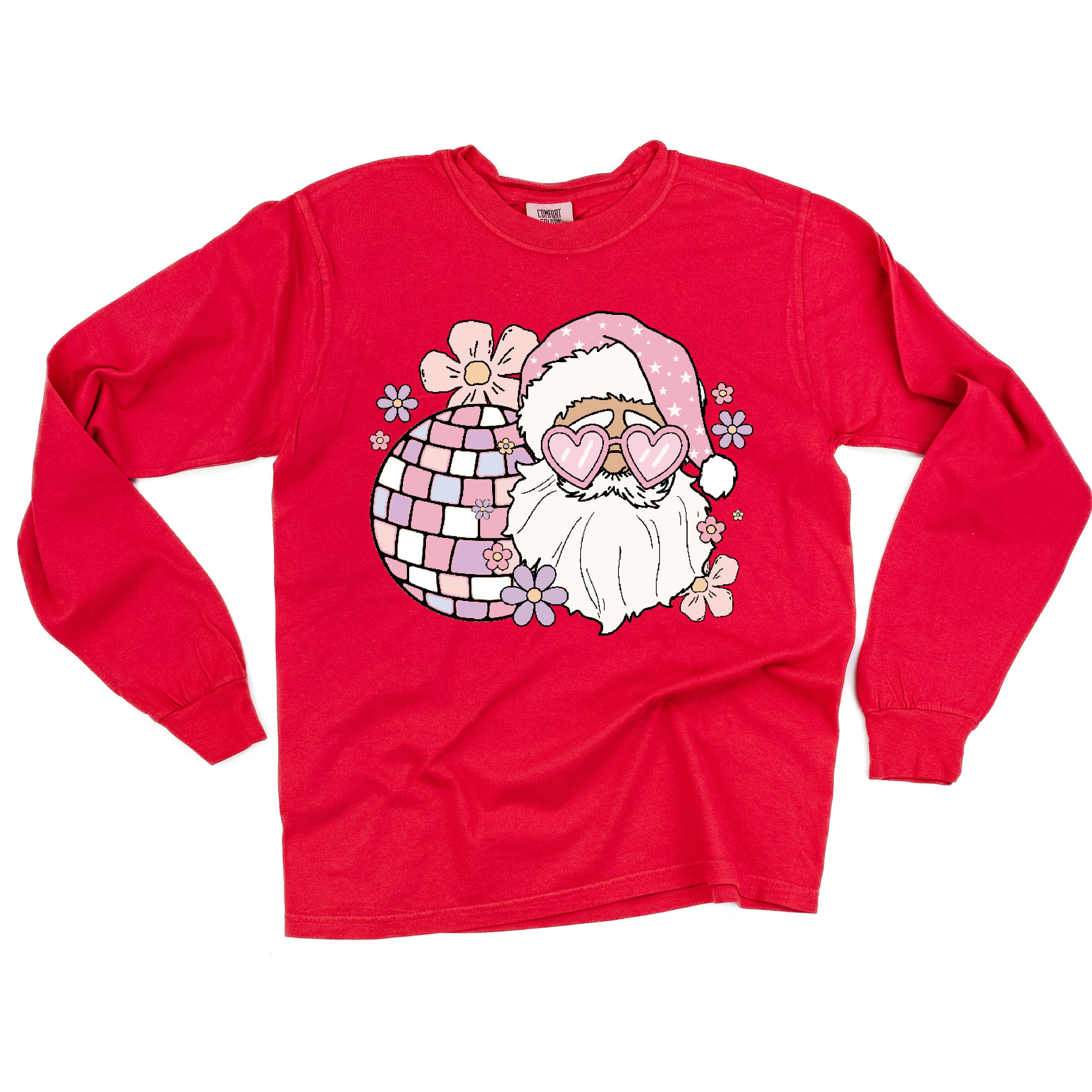 Disco Santa - LONG SLEEVE Comfort Colors Tee Little Mama Shirt Shop