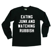 Eating Junk And Watching Rubbish - LONG SLEEVE Comfort Colors Tee Little Mama Shirt Shop