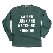Eating Junk And Watching Rubbish - LONG SLEEVE Comfort Colors Tee Little Mama Shirt Shop