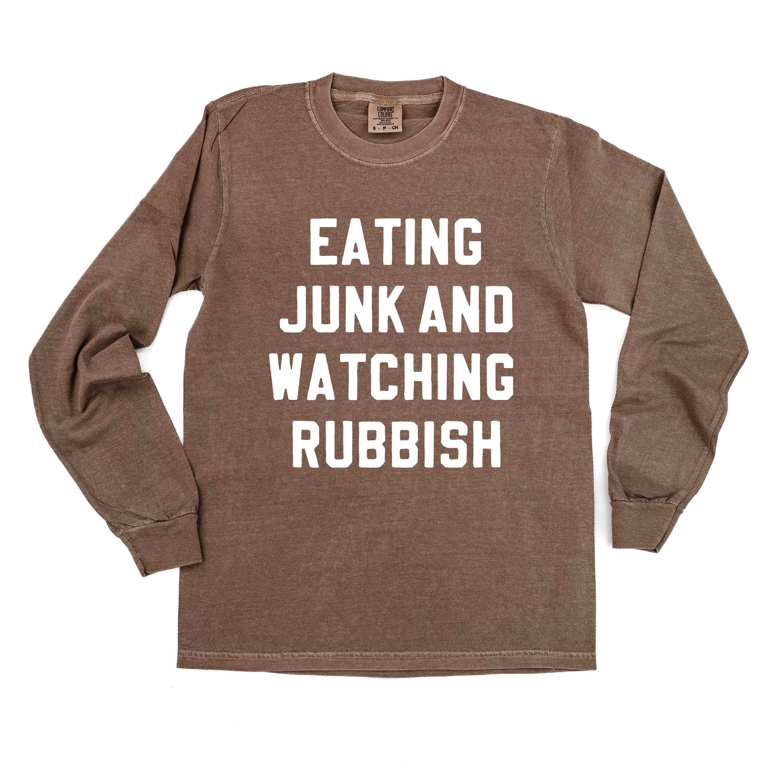 Eating Junk And Watching Rubbish - LONG SLEEVE Comfort Colors Tee Little Mama Shirt Shop