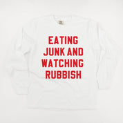 Eating Junk And Watching Rubbish - LONG SLEEVE Comfort Colors Tee Little Mama Shirt Shop