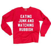 Eating Junk And Watching Rubbish - LONG SLEEVE Comfort Colors Tee Little Mama Shirt Shop