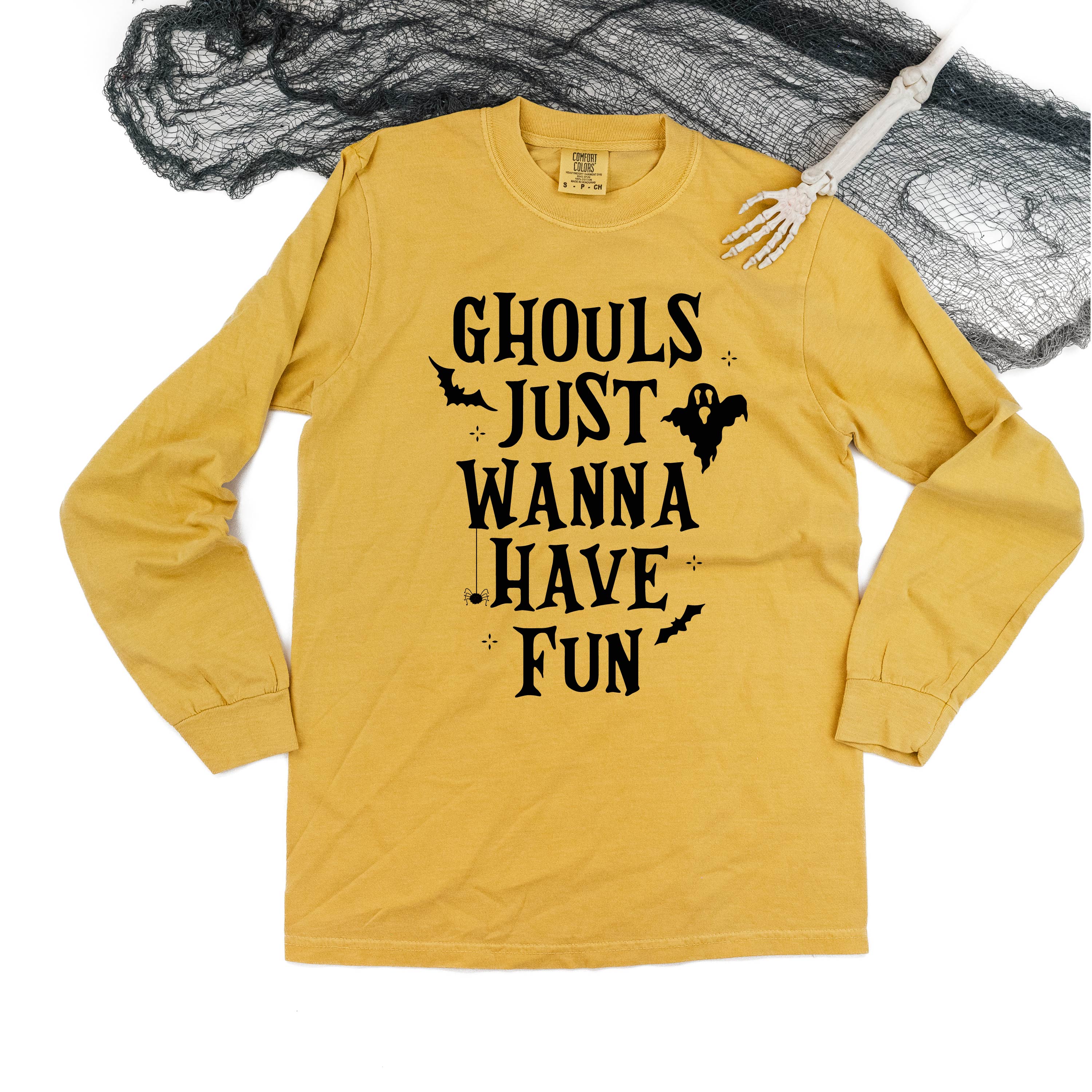 Ghouls Just Wanna Have Fun - Long Sleeve Comfort Colors Tee Little Mama Shirt Shop