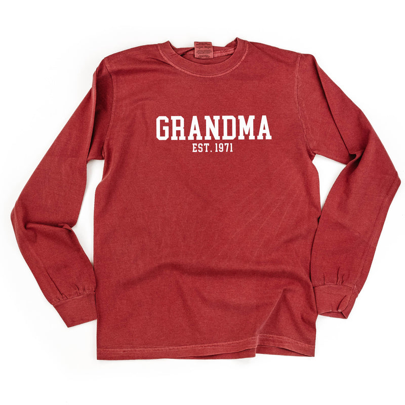 Grandma - EST. (Select Your Year) - LONG SLEEVE COMFORT COLORS TEE