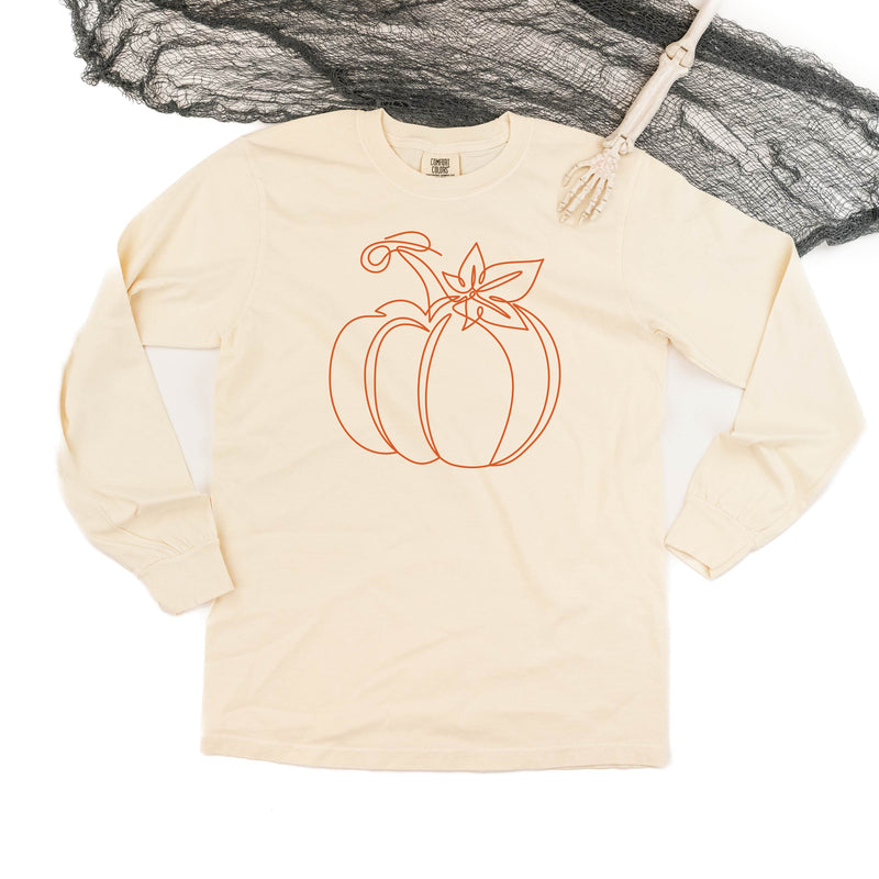 long_sleeve_comfort_colors_ivory_outline_pumpkin_little_mama_shirt