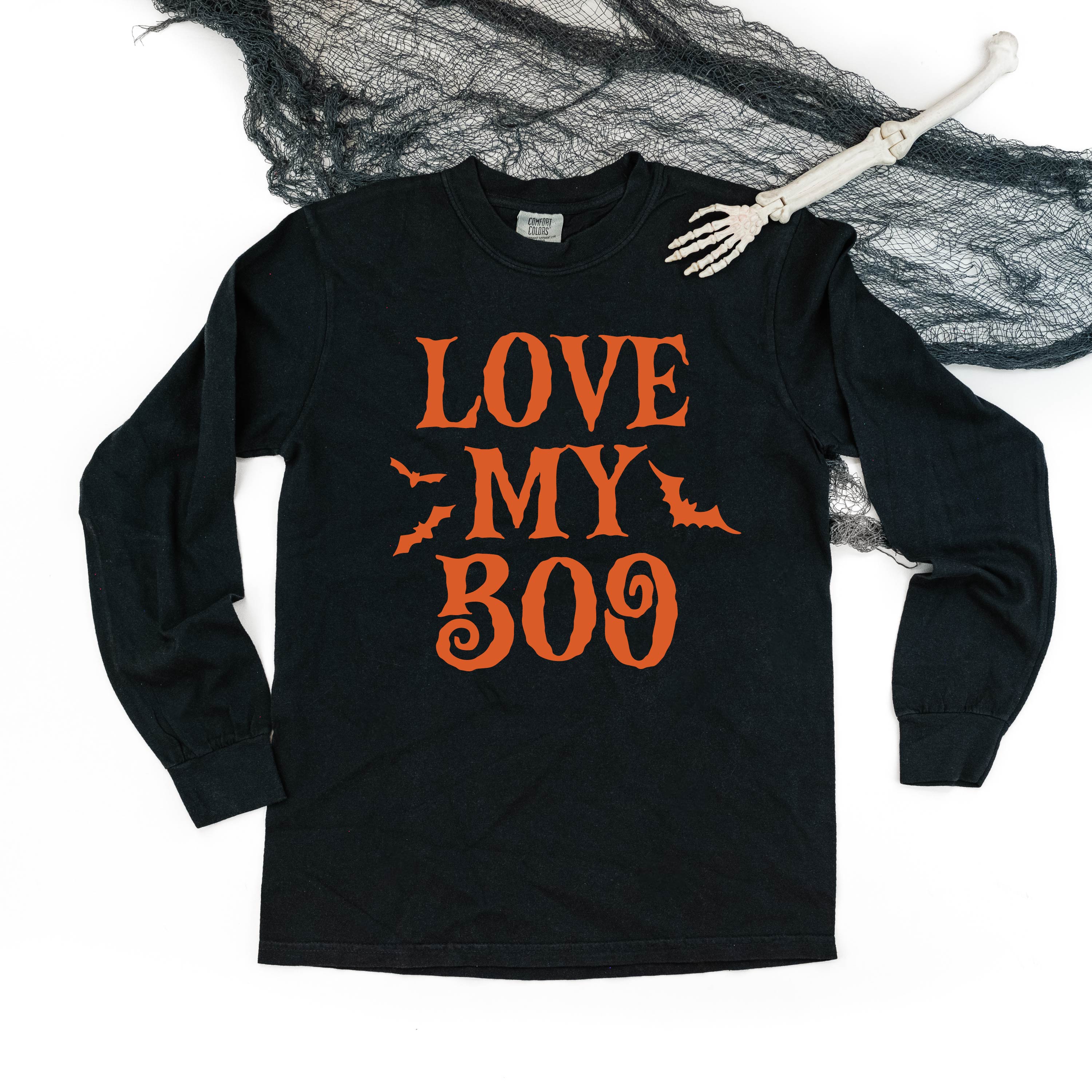 Love My Boo (Bats) - Singular - Long Sleeve Comfort Colors Tee Little Mama Shirt Shop