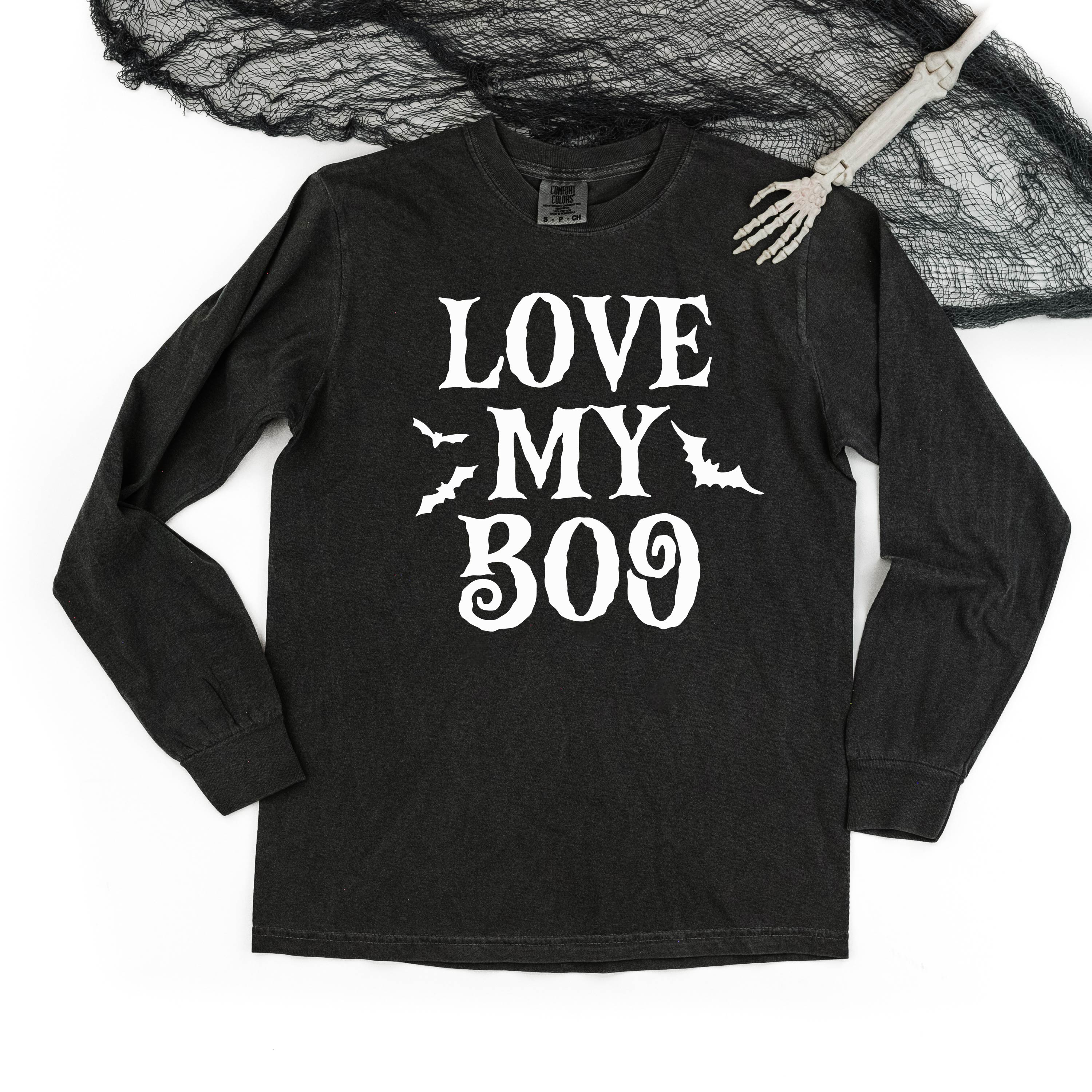 Love My Boo (Bats) - Singular - Long Sleeve Comfort Colors Tee Little Mama Shirt Shop