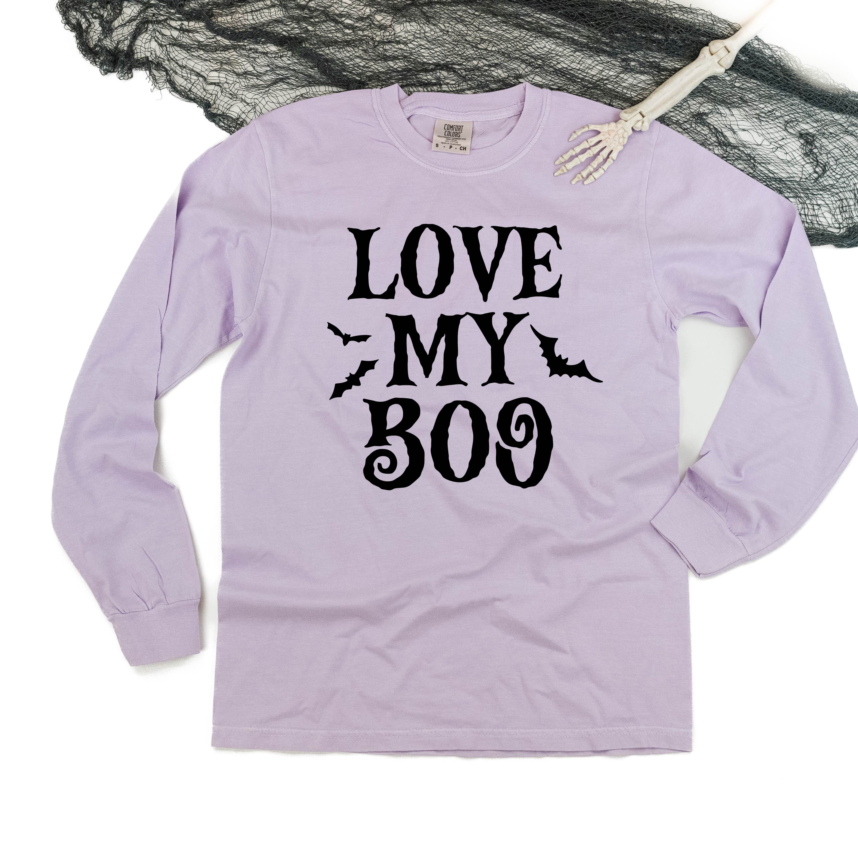 Love My Boo (Bats) - Singular - Long Sleeve Comfort Colors Tee Little Mama Shirt Shop