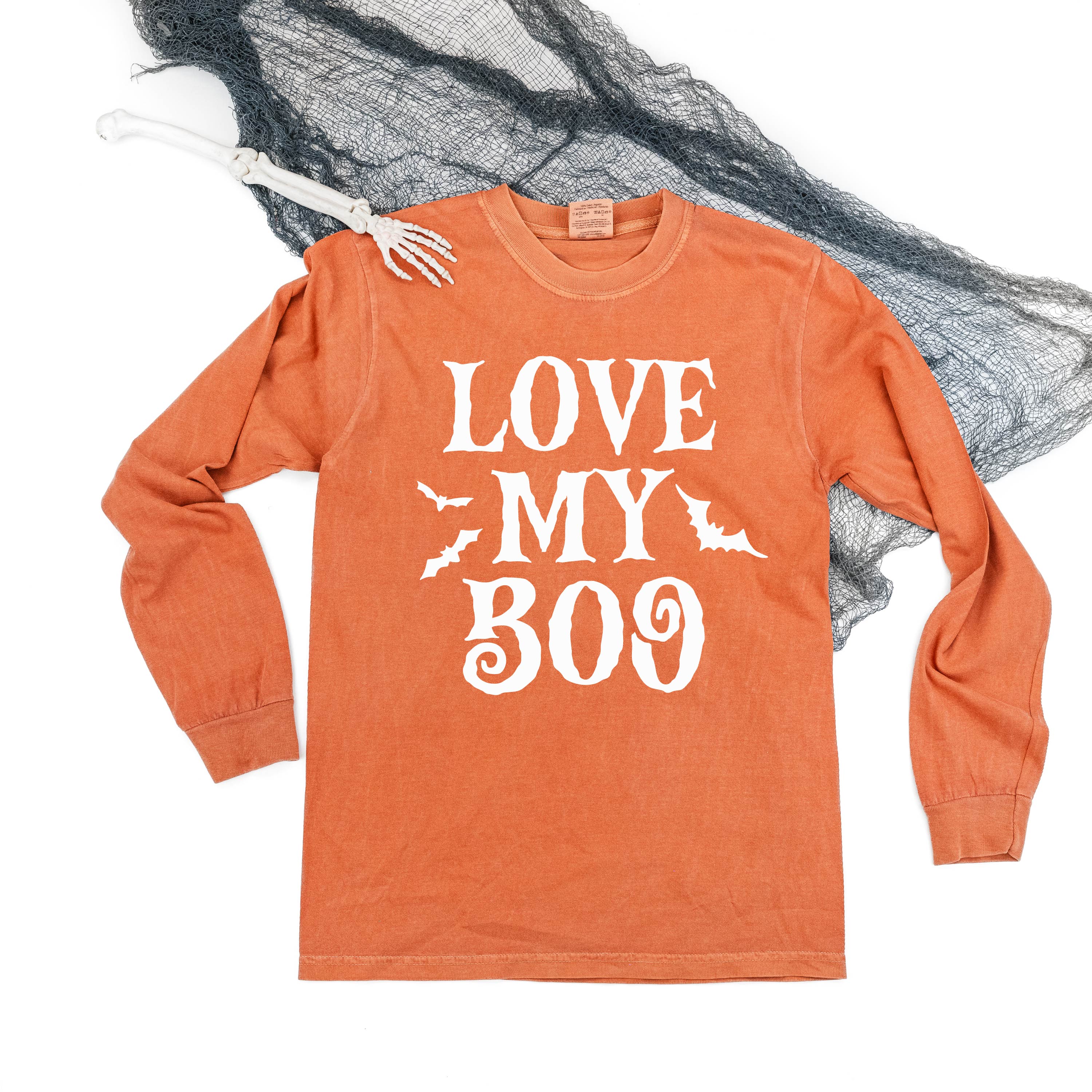 Love My Boo (Bats) - Singular - Long Sleeve Comfort Colors Tee Little Mama Shirt Shop
