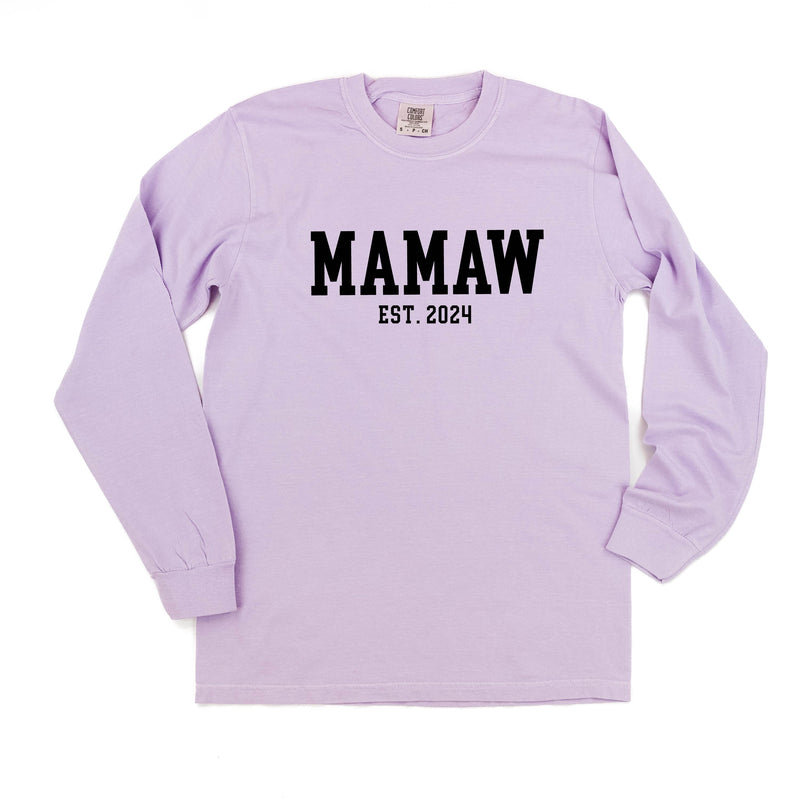Mamaw - EST. (Select Your Year) - LONG SLEEVE COMFORT COLORS TEE