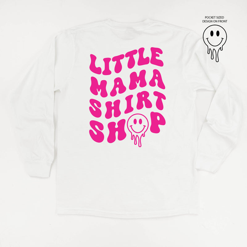 Little Mama Shirt Shop® MELTY Logo w/ Smiley Pocket - LONG SLEEVE COMFORT COLORS TEE