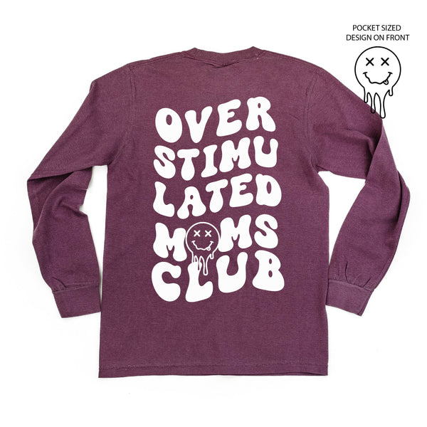 Melting Motherhood - OVERSTIMULATED MOMS CLUB - (w/ Melty X Squiggle Smiley) - LONG SLEEVE COMFORT COLORS TEE