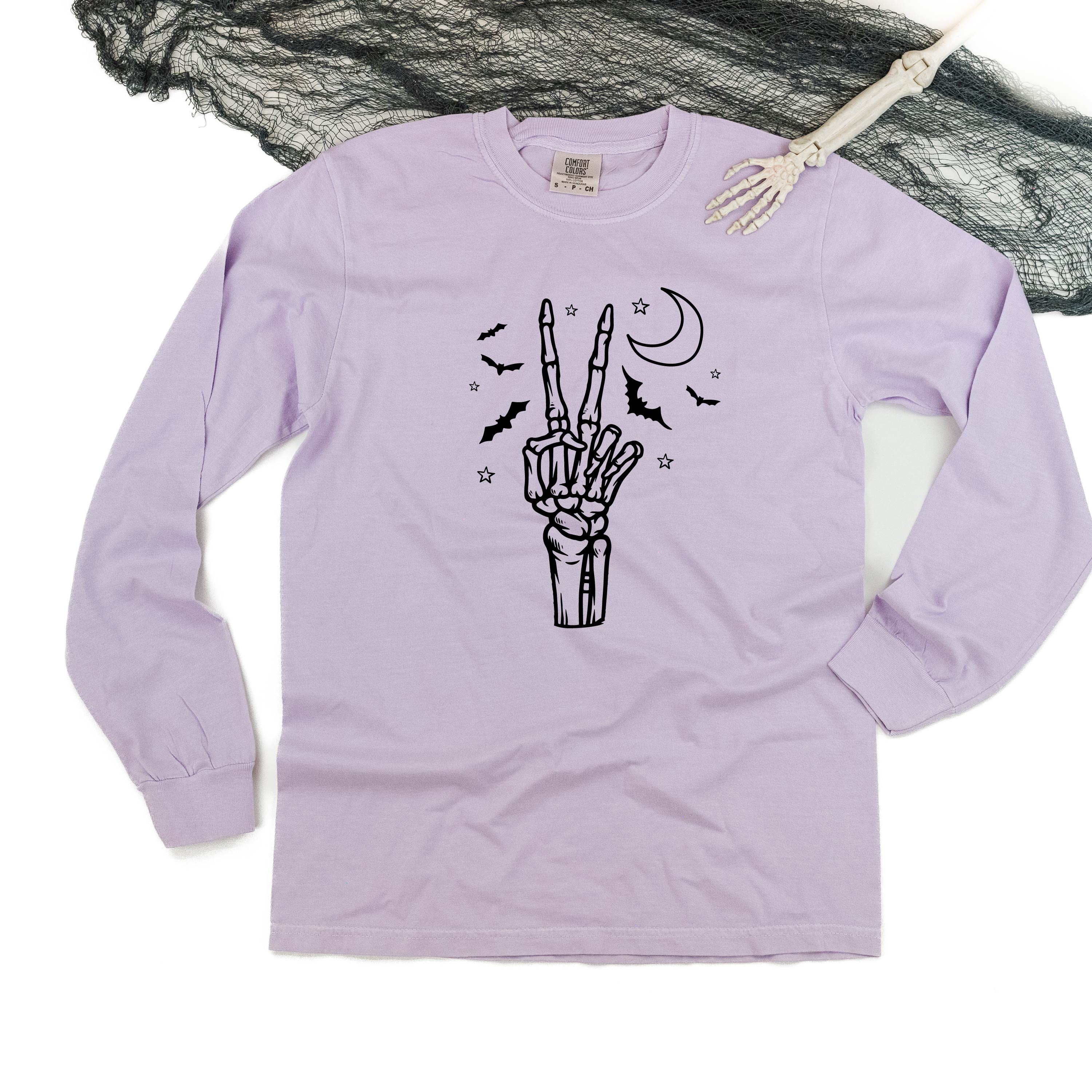 Peace - Skeleton - Long Sleeve Comfort Colors Tee Little Mama Shirt Shop