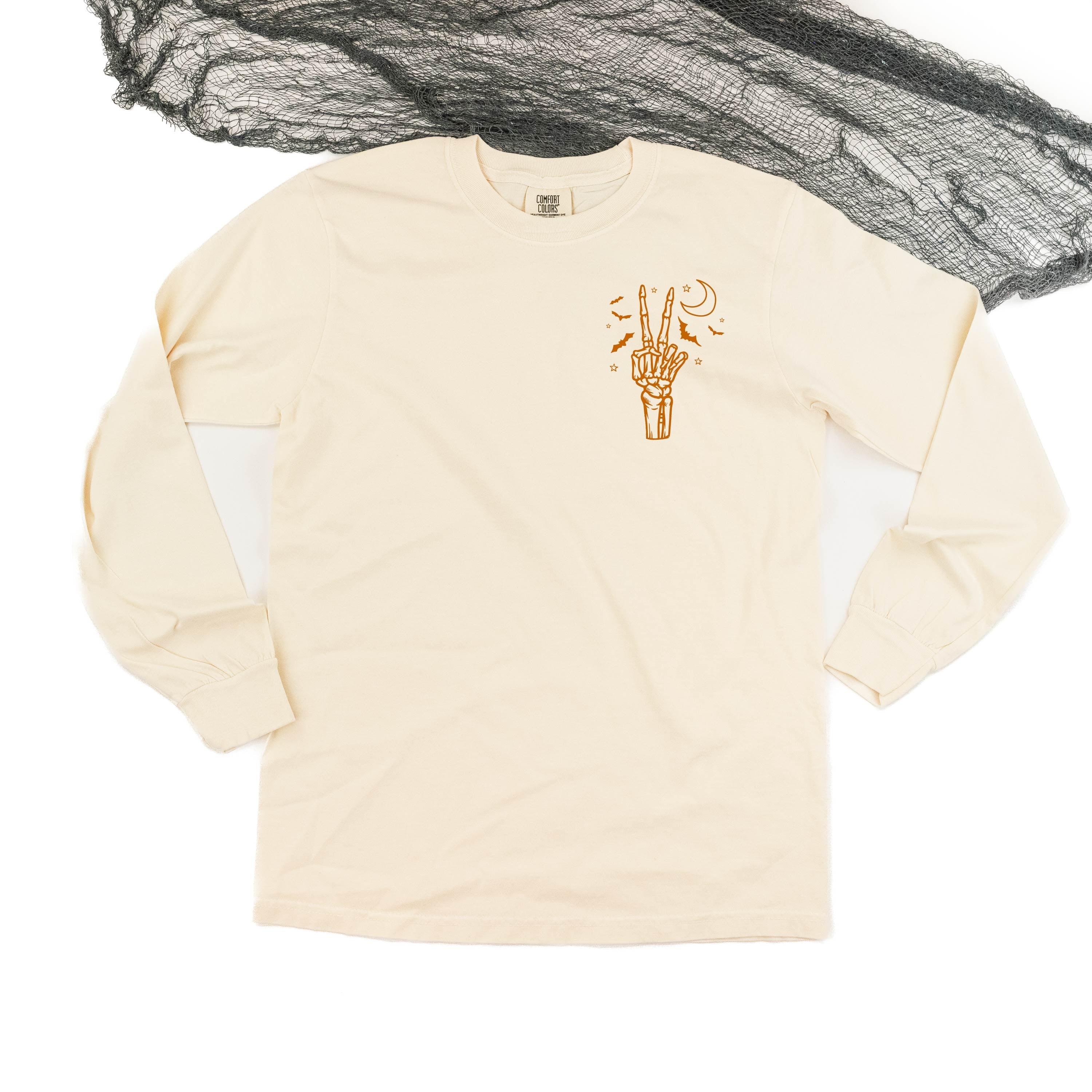 Peace - Skeleton - Long Sleeve Comfort Colors Tee Little Mama Shirt Shop