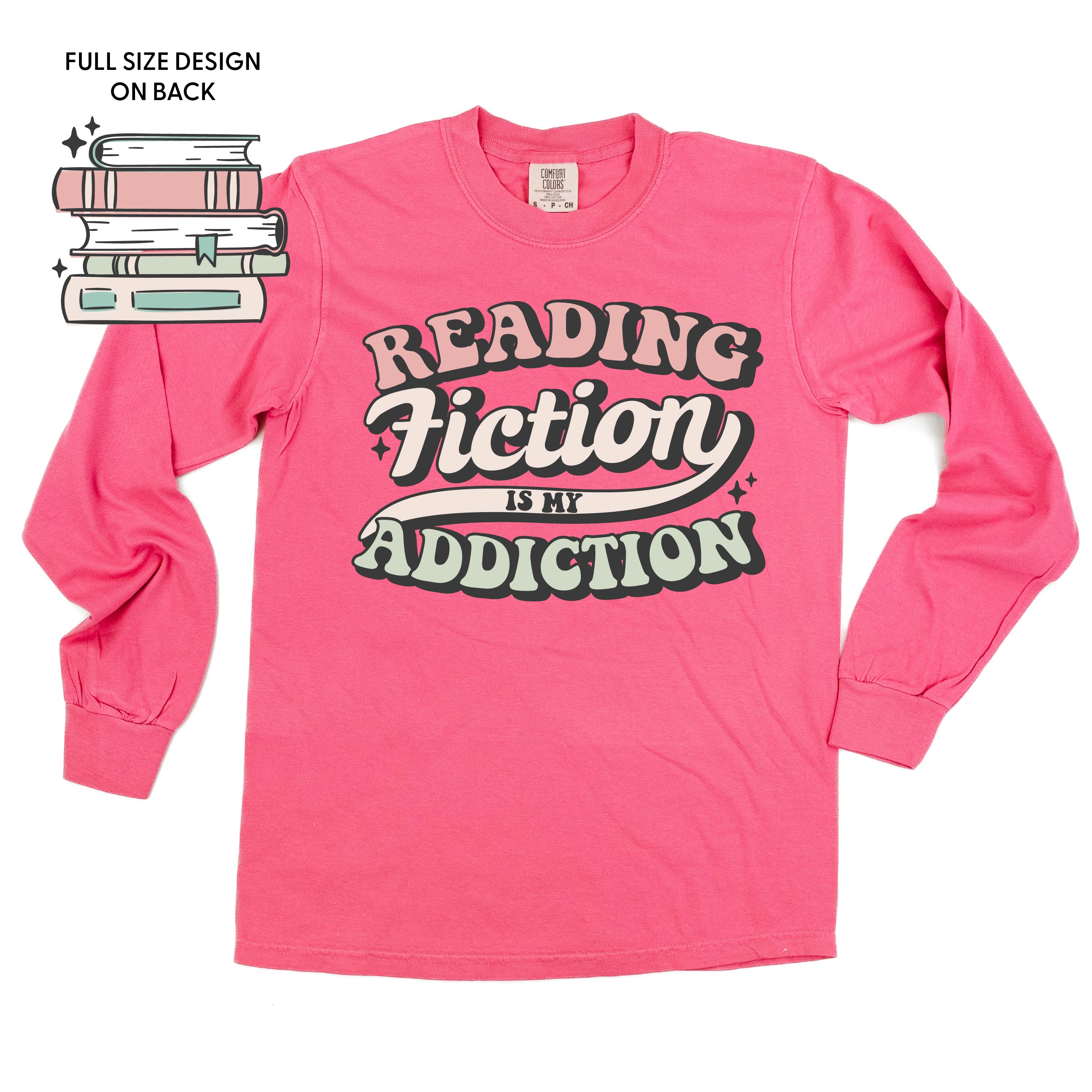  Books on Back - LONG SLEEVE COMFORT COLORS TEE Little Mama Shirt Shop