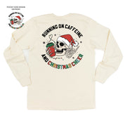 long_sleeve_comfort_colors_running_on_caffeine_and_Christmas_cheer_little_mama_shirt_shop